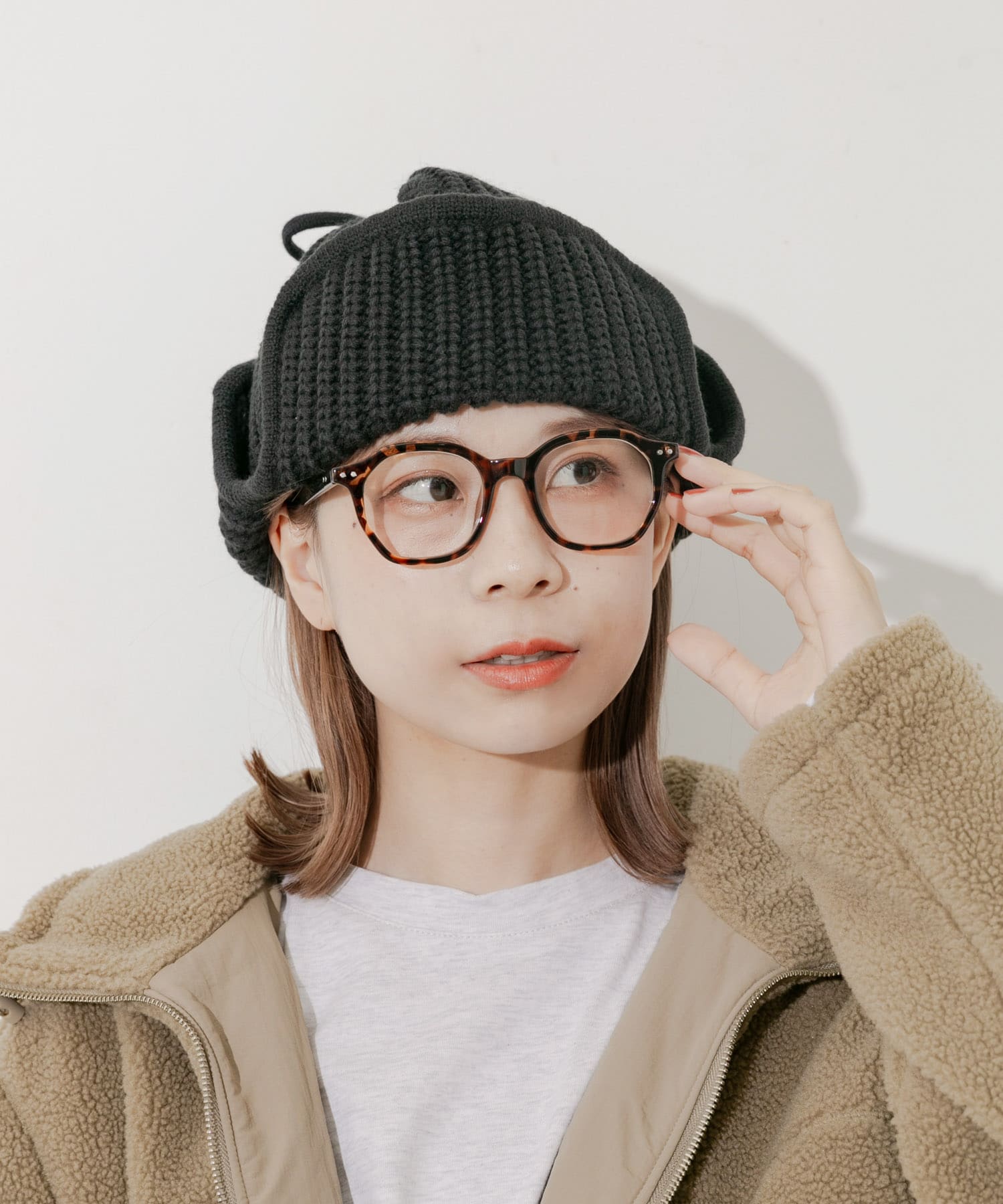 リブニットフライトキャップ CGY -