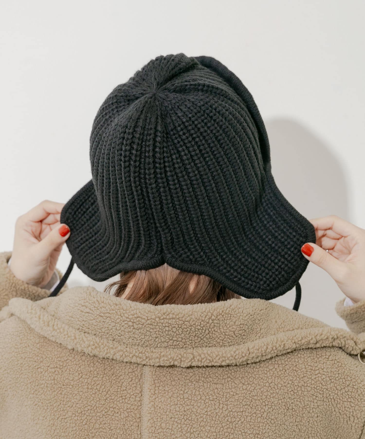 リブニットフライトキャップ CGY -