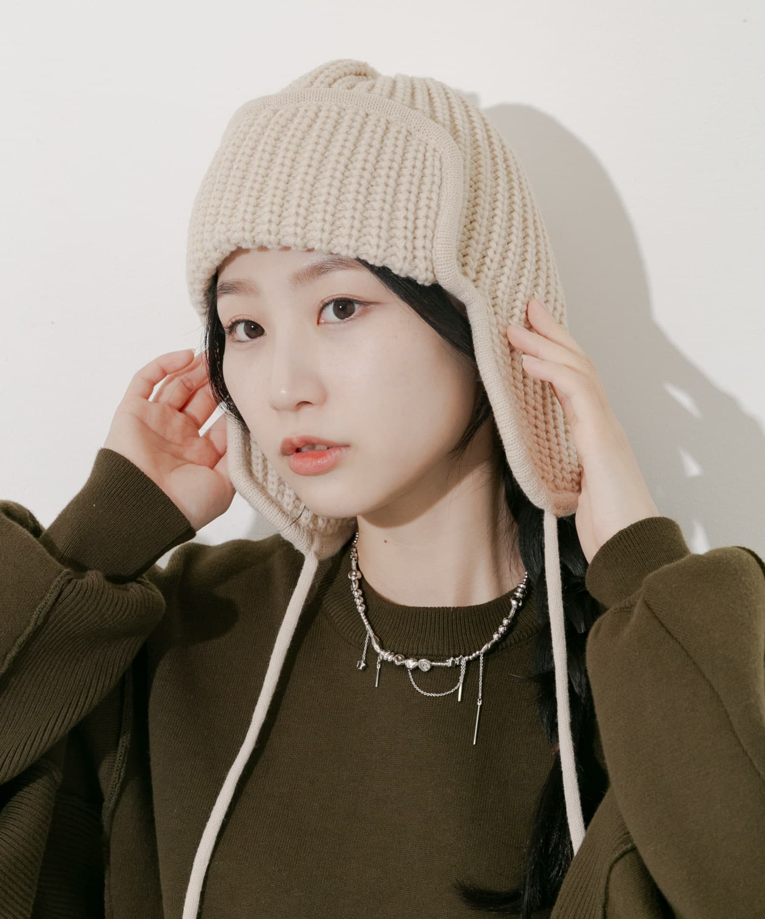 リブニットフライトキャップ