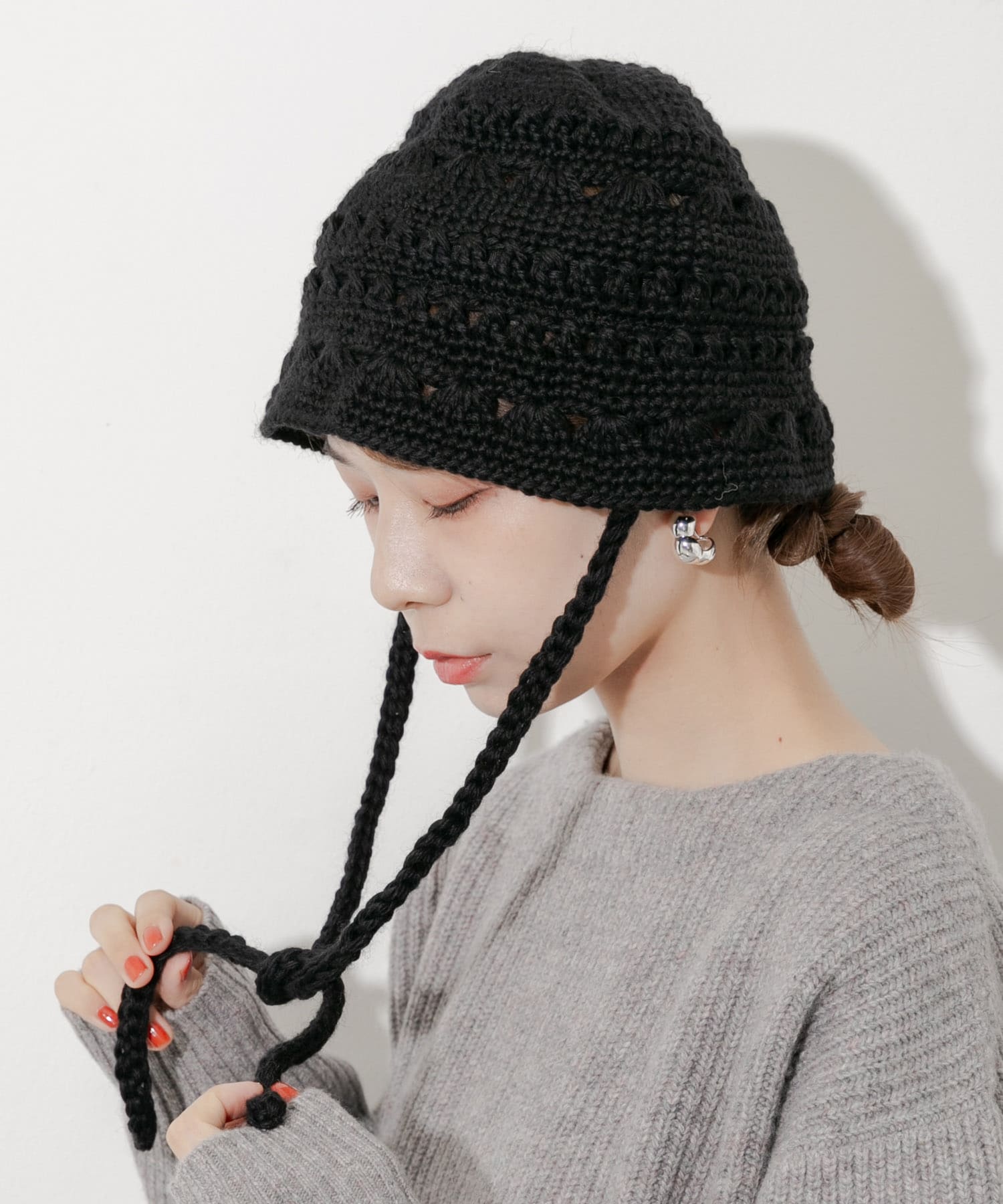 クロシェニットハット BLK -