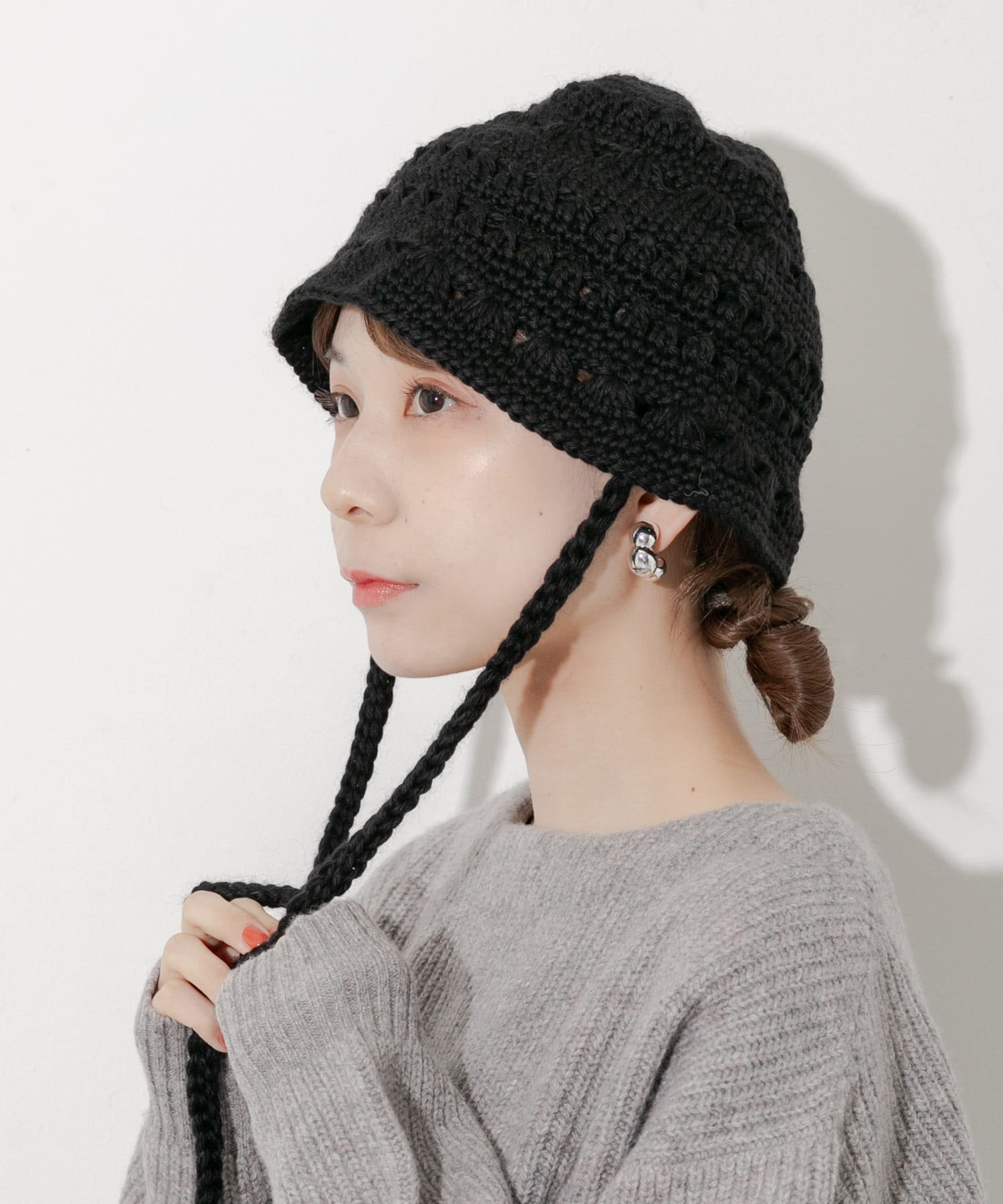 クロシェニットハット BLK -