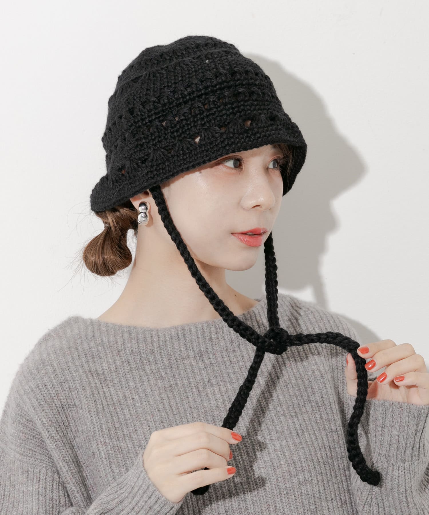 クロシェニットハット BLK -