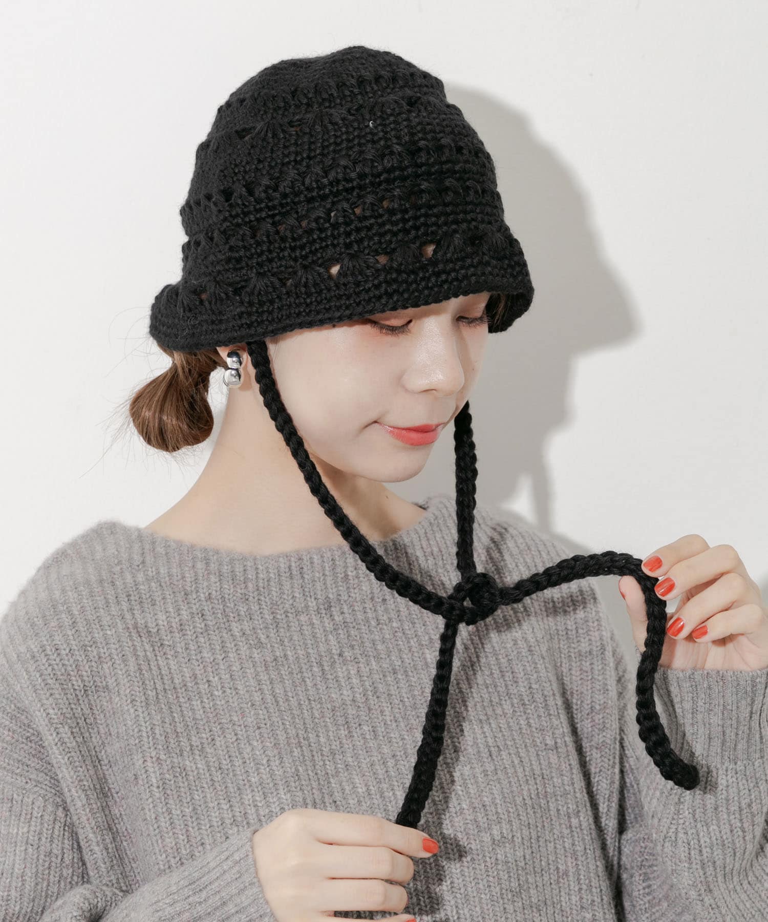クロシェニットハット BLK -