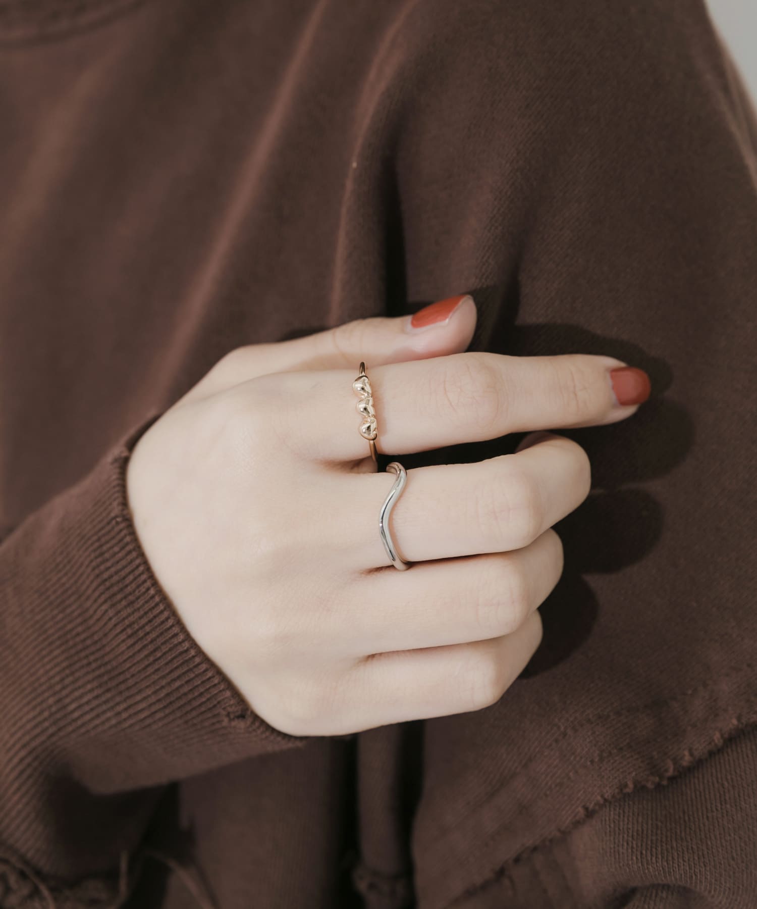 トリプルハート2セットリング GD/SV -