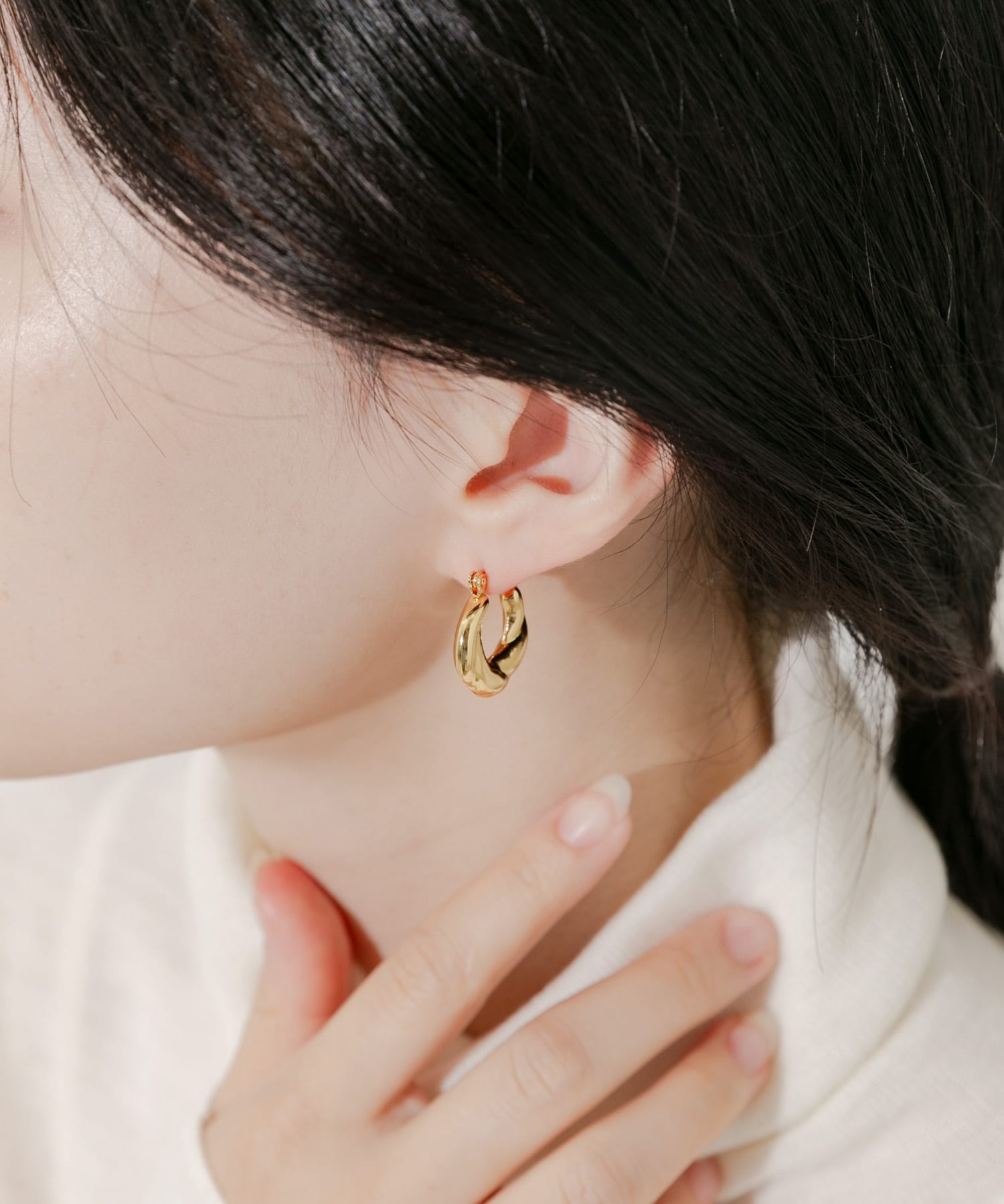 ステンレスデザインフープピアス GLD -