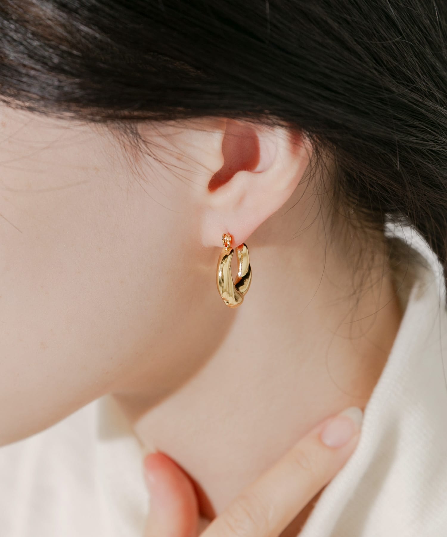 ステンレスデザインフープピアス GLD -