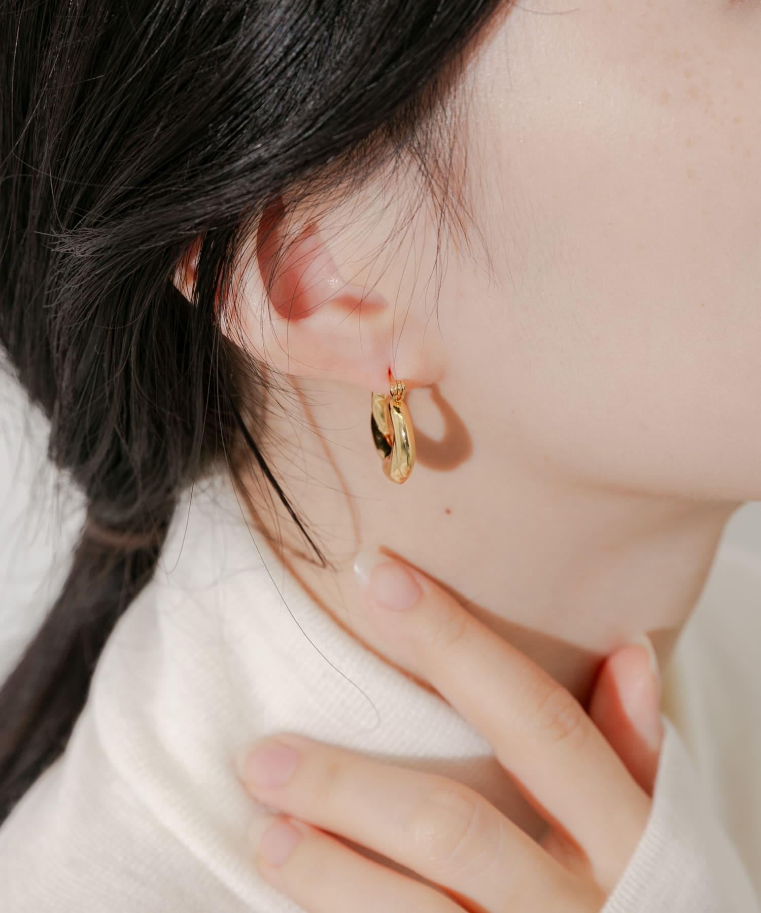 ステンレスデザインフープピアス GLD -