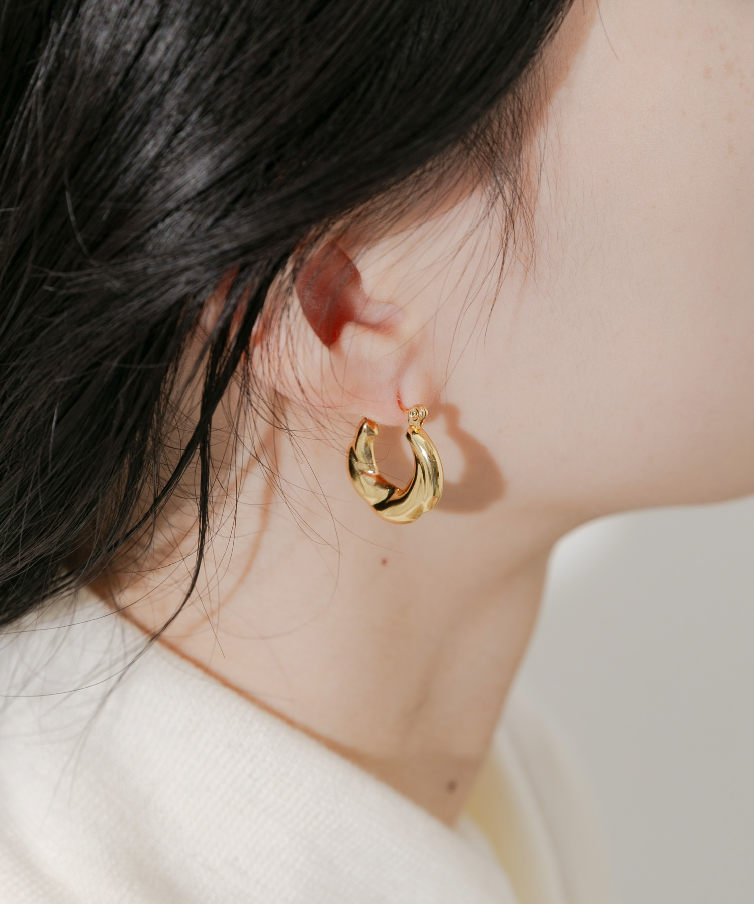 ステンレスデザインフープピアス GLD -