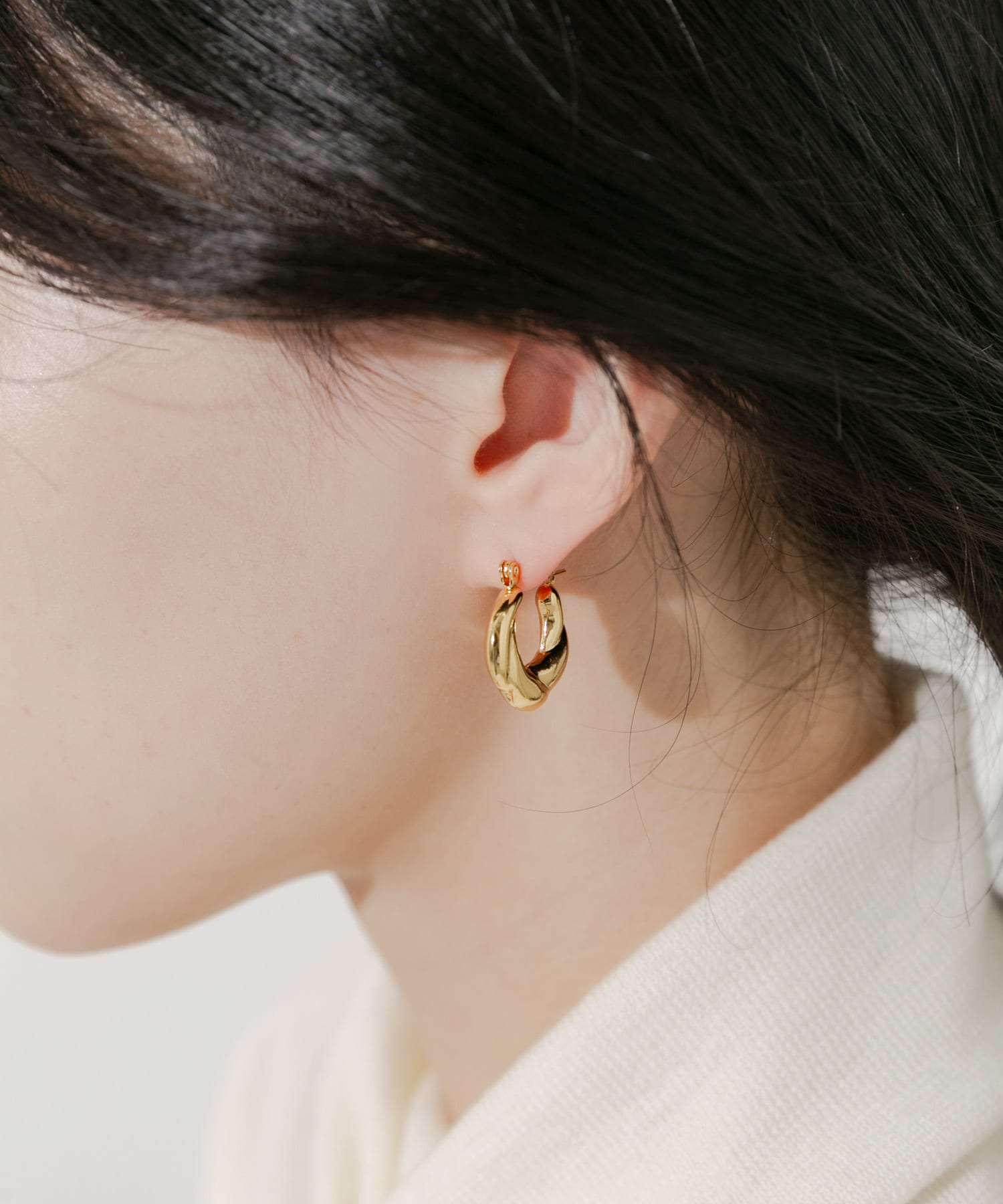 ステンレスデザインフープピアス GLD -