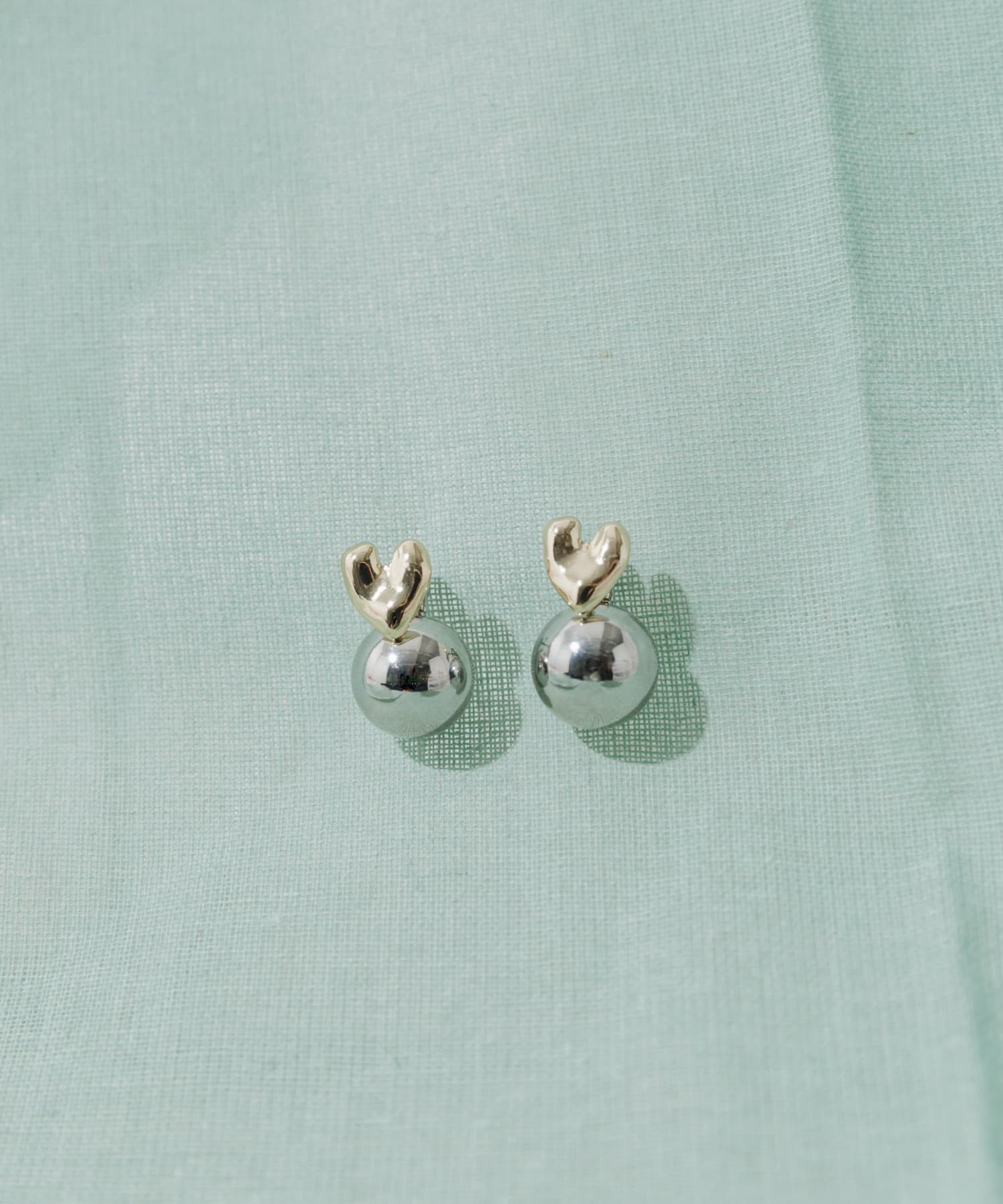 メタルハートコンビピアス GD/SV -