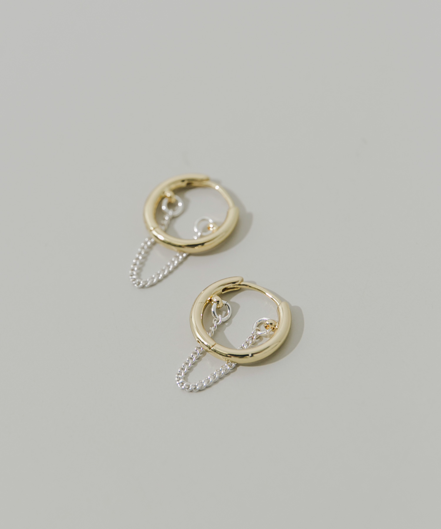 チェーンコンビフープピアス GD/SV -