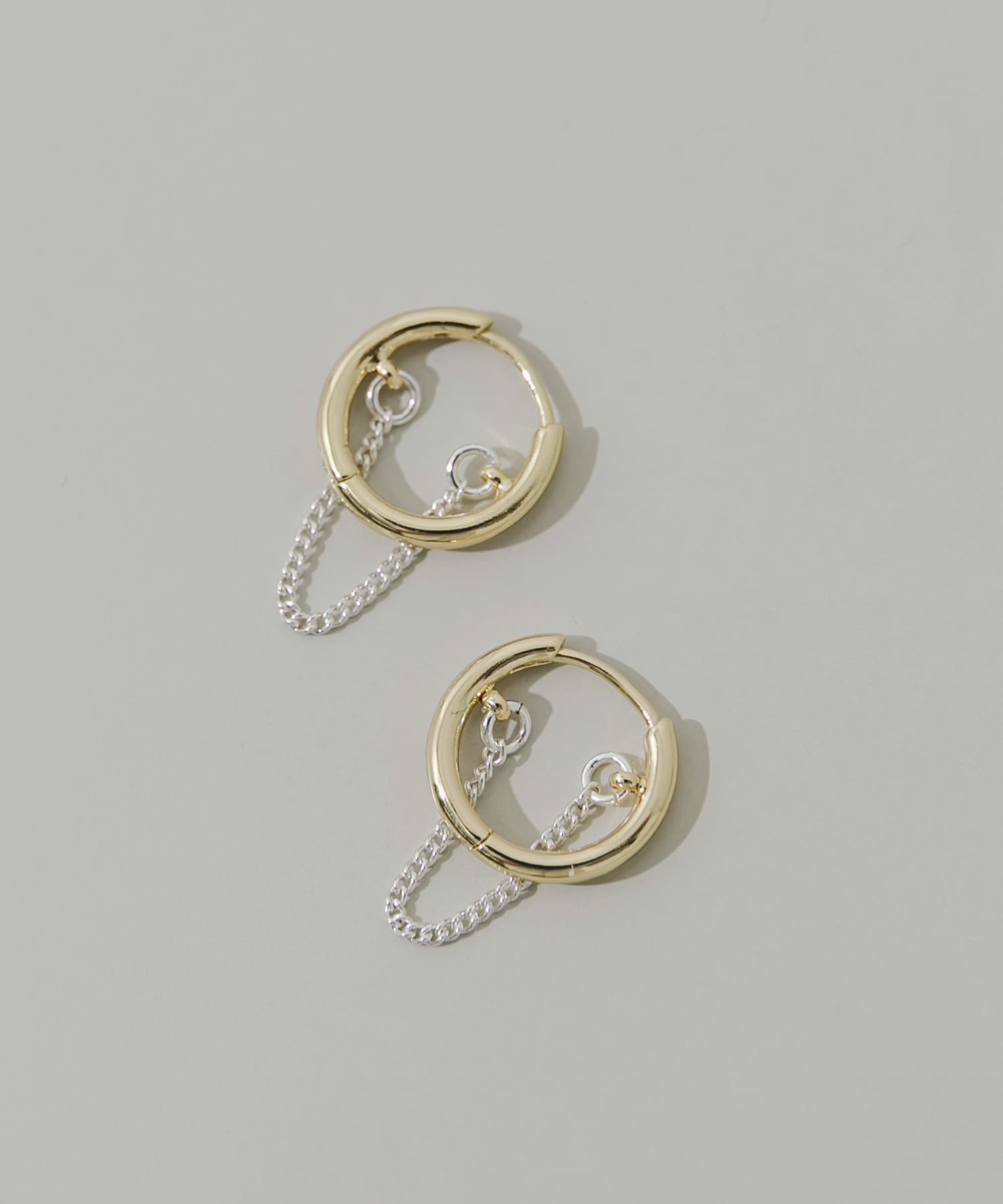 チェーンコンビフープピアス GD/SV -