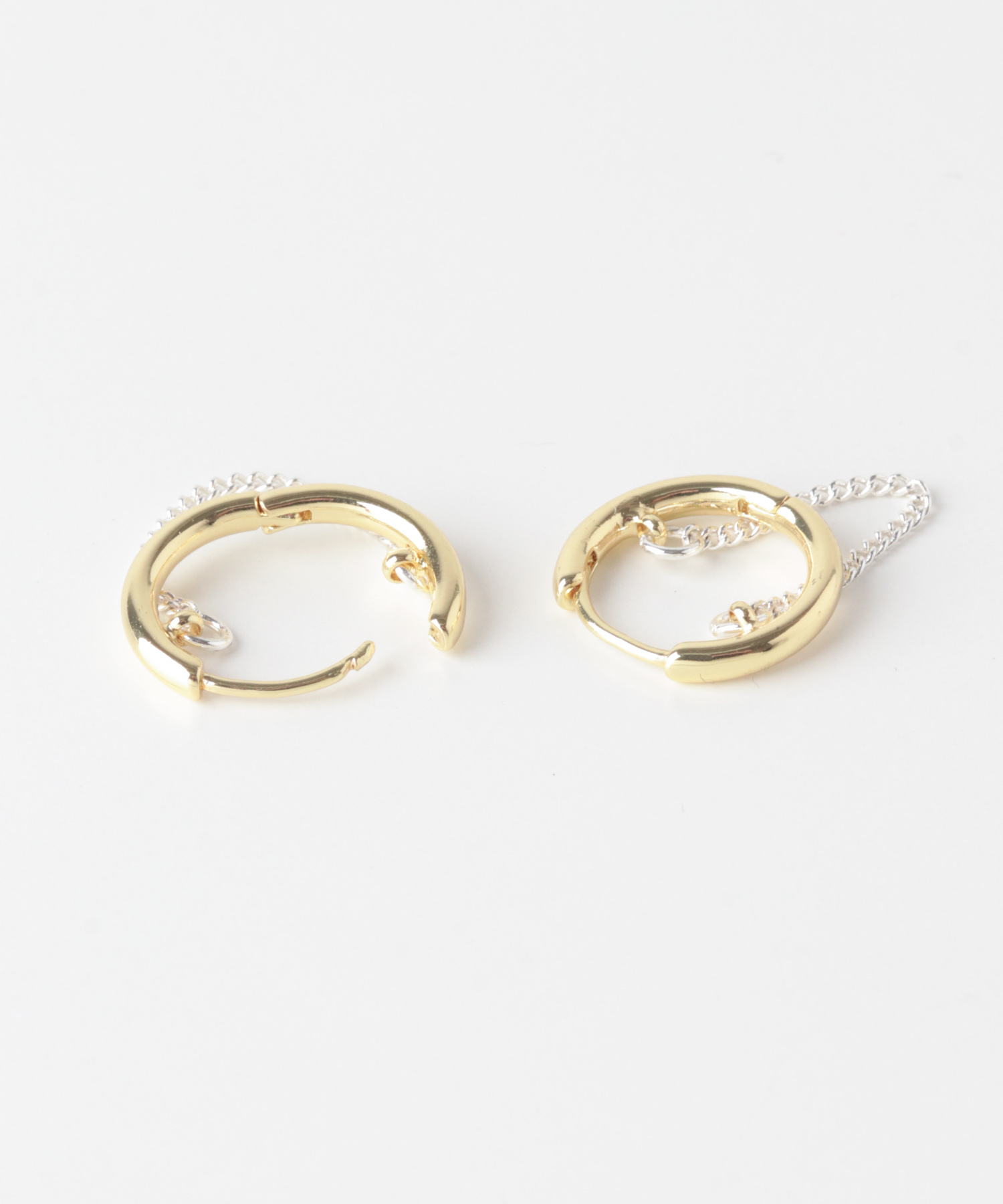 チェーンコンビフープピアス GD/SV -
