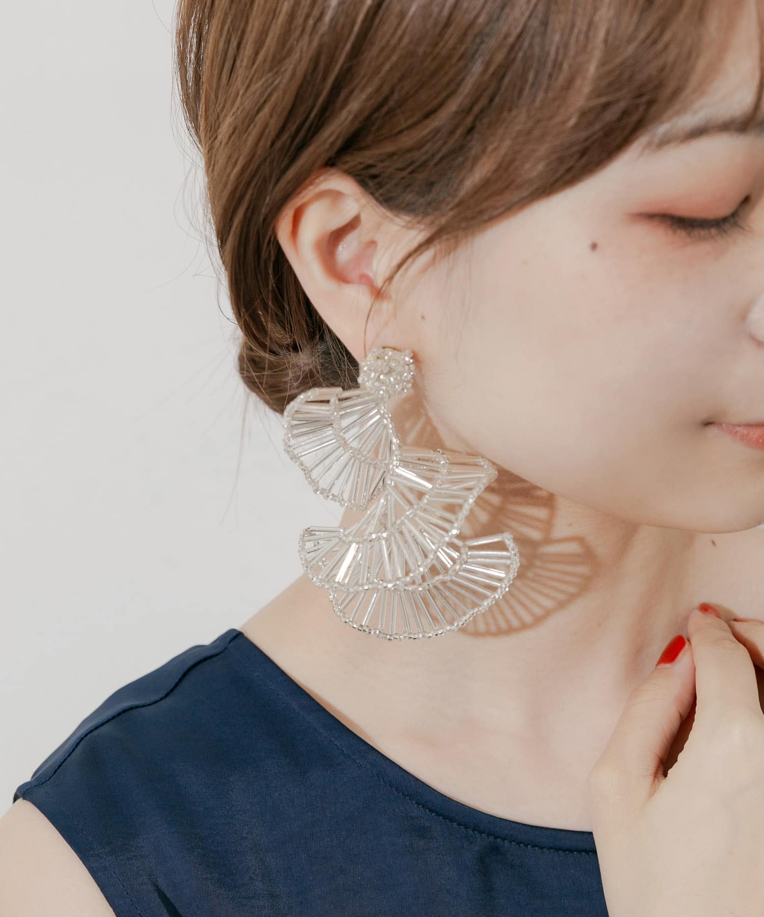 スパイラルビーズデザインピアス SLV -