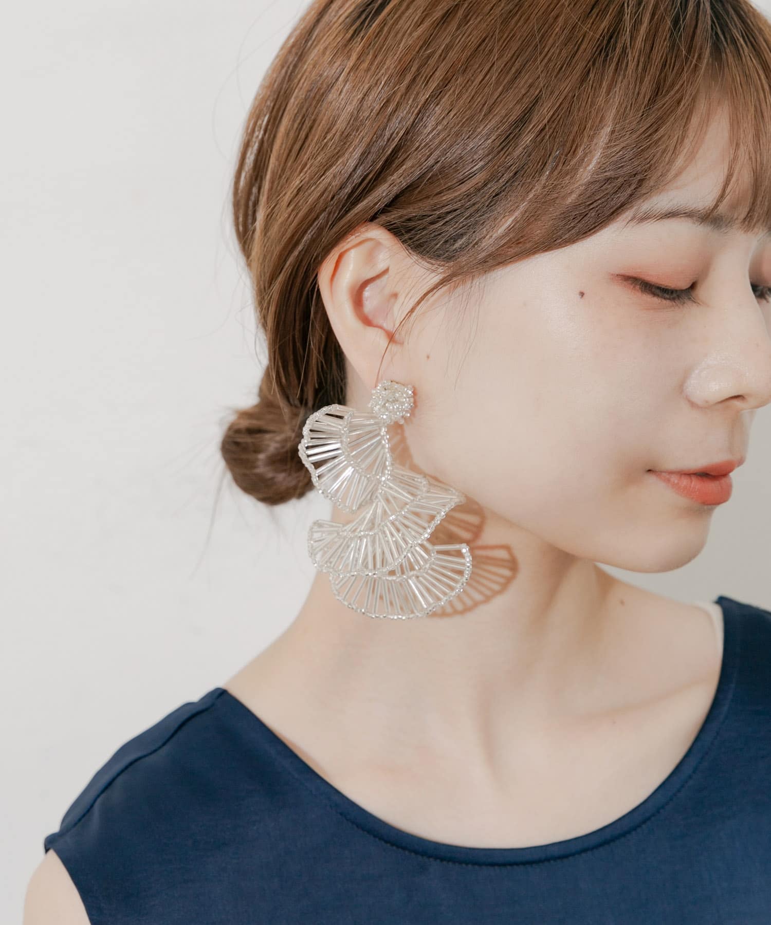 スパイラルビーズデザインピアス SLV -