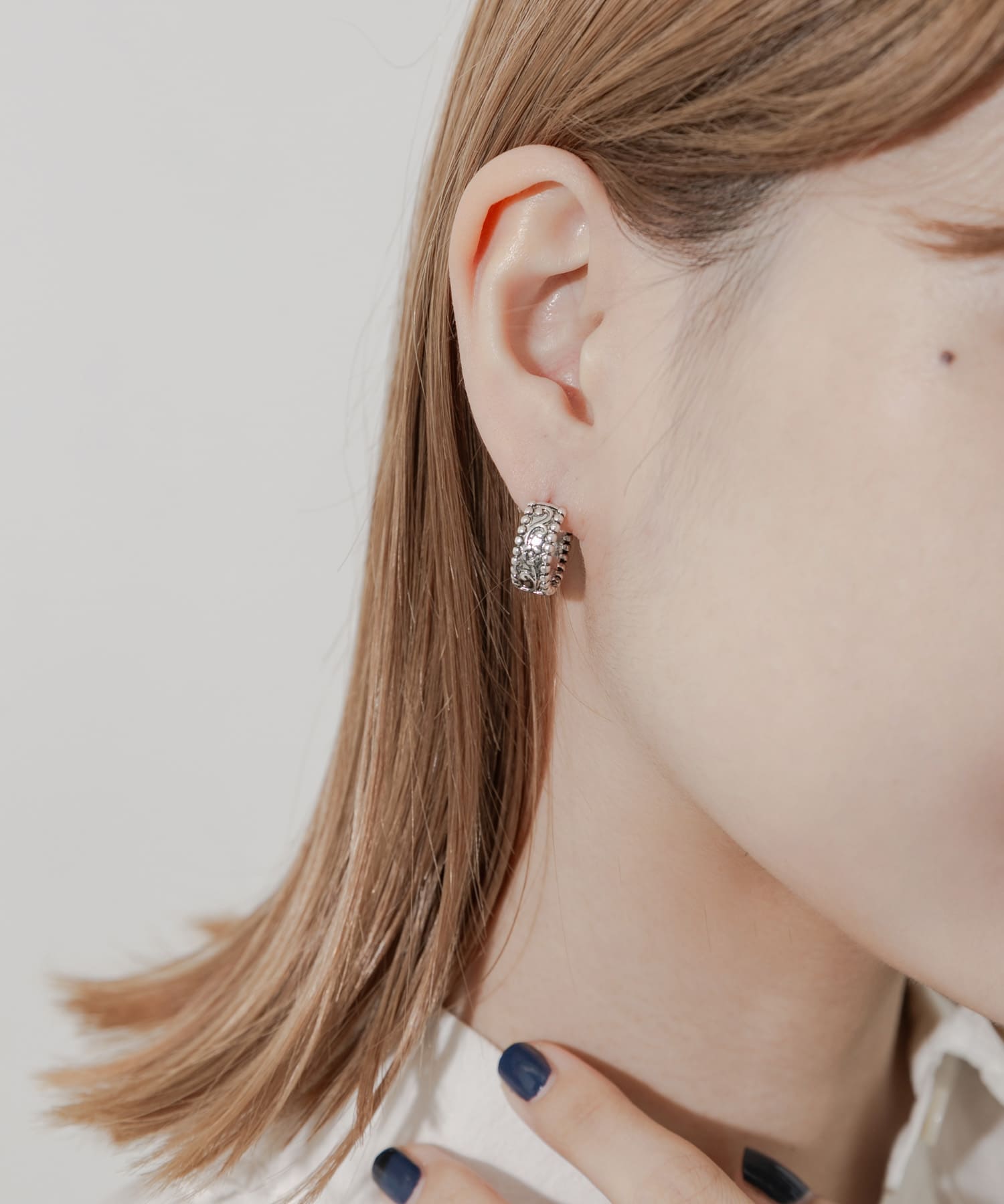 ヴィンテージチックワンタッチフープピアス SLV -