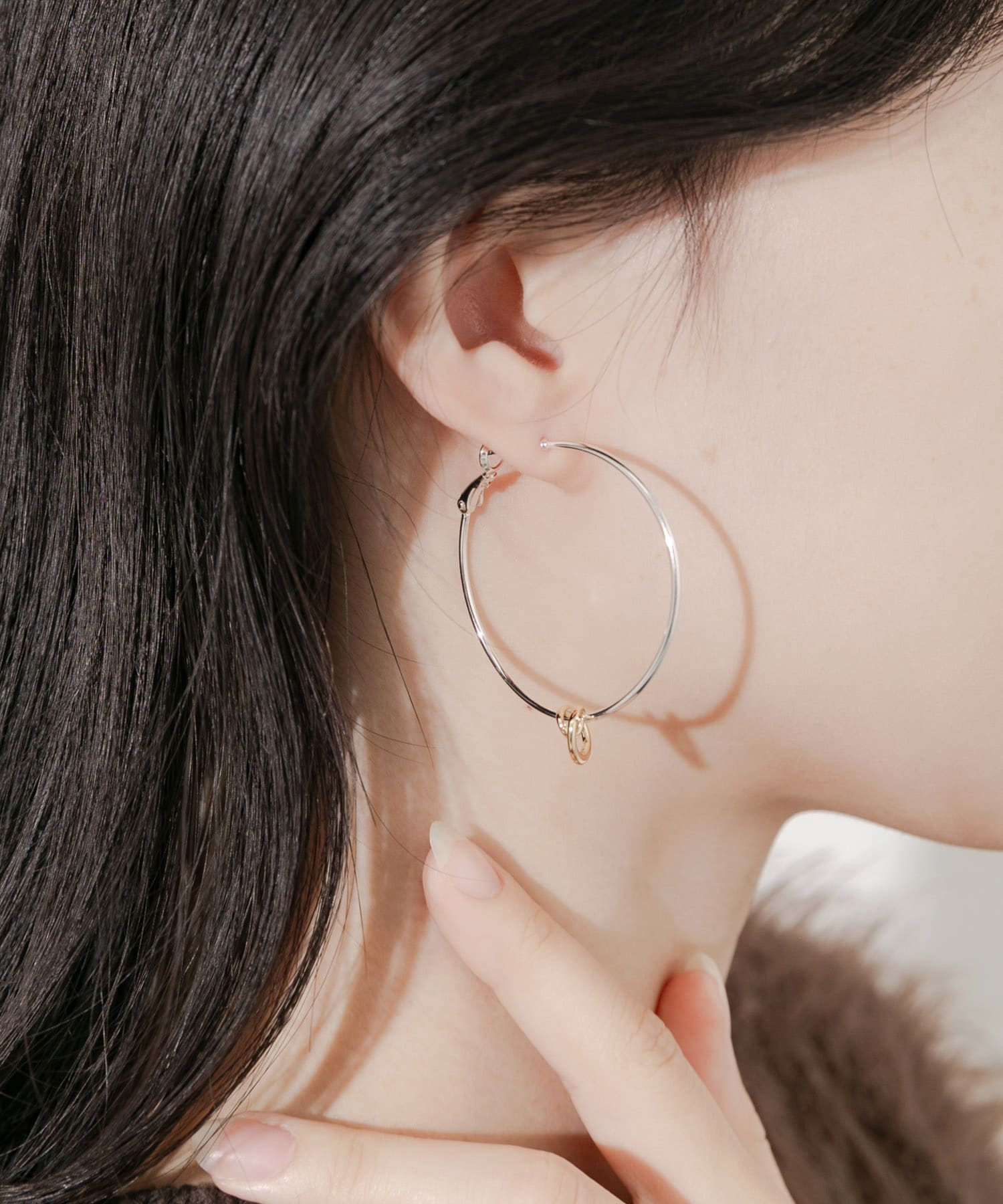 ニュアンスフープ2WAYピアス SV/GD -