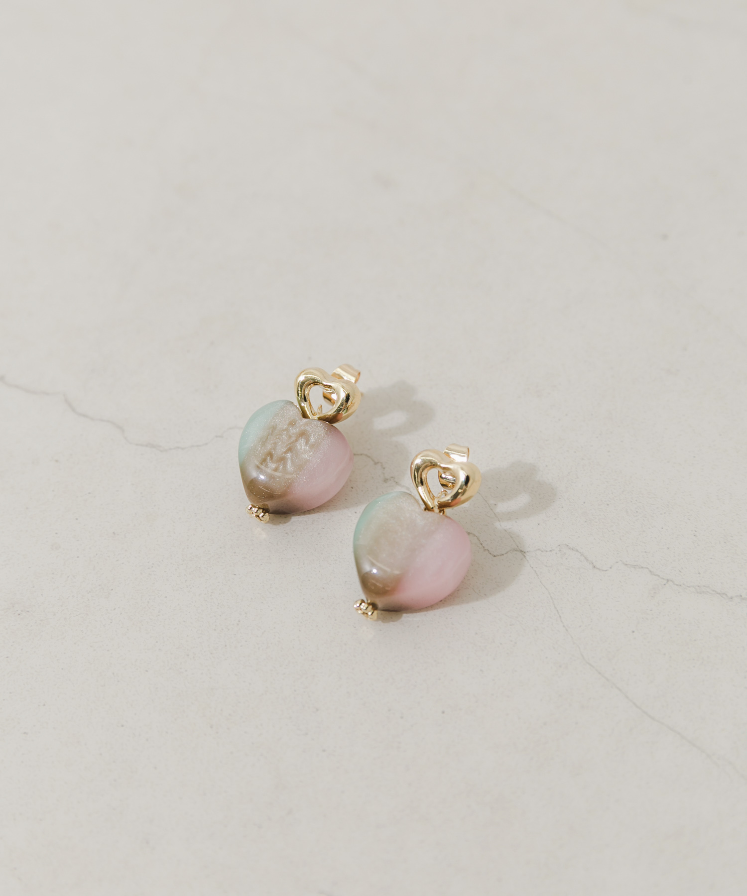 マーブルカラージュシハートピアス