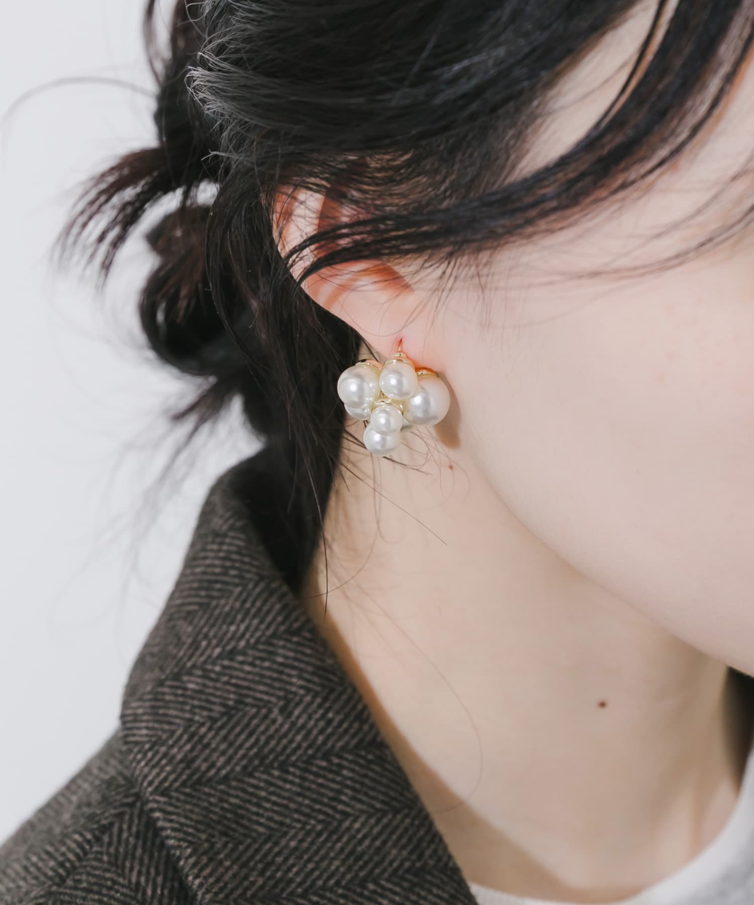 パールボリュームピアス WH/GD -