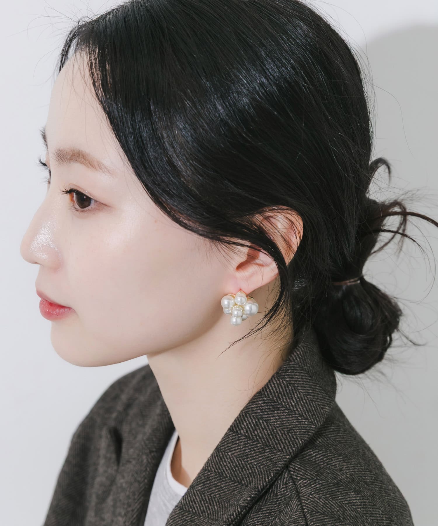 パールボリュームピアス WH/GD -