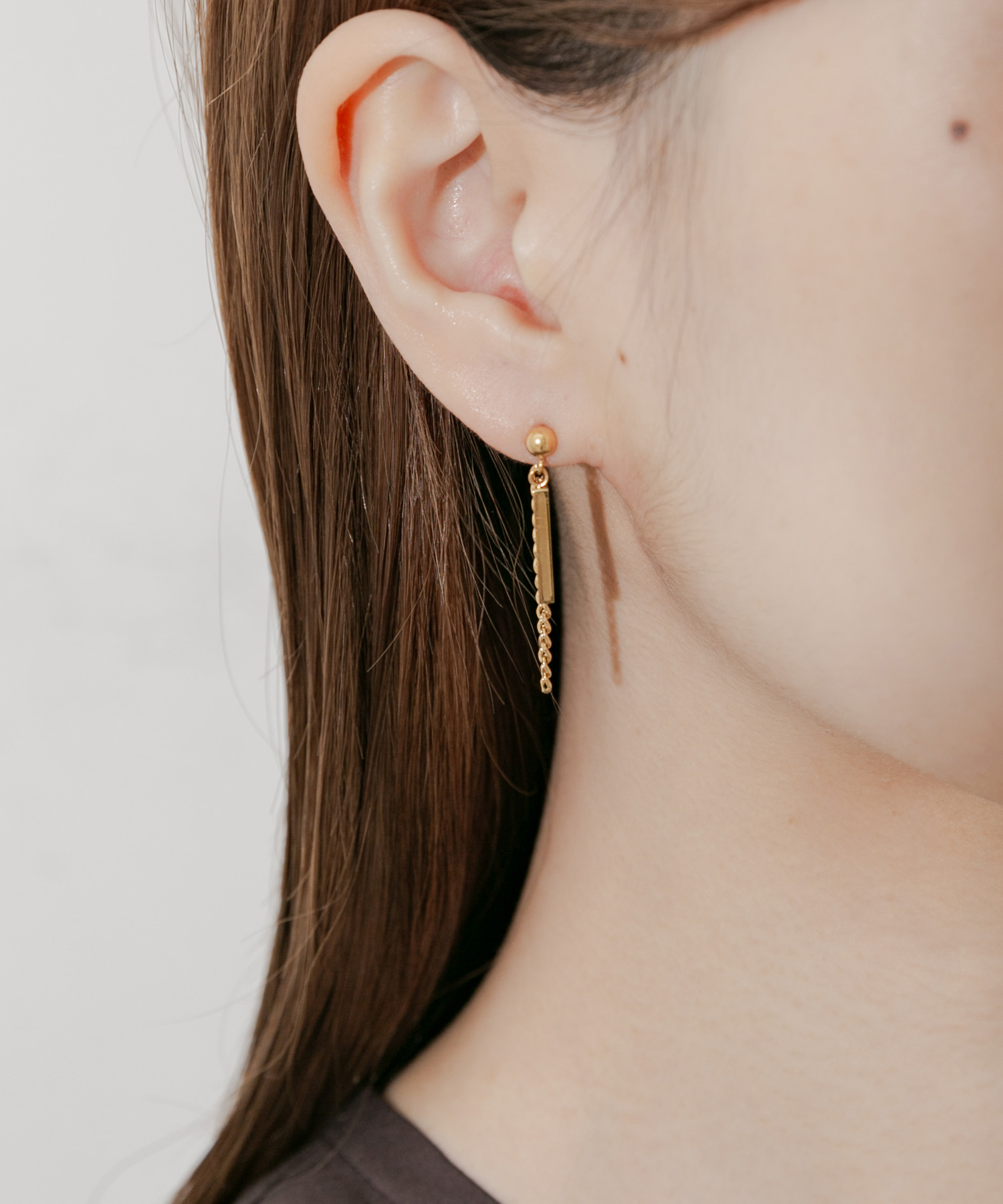 ステンレススクエアバーピアス GLD -