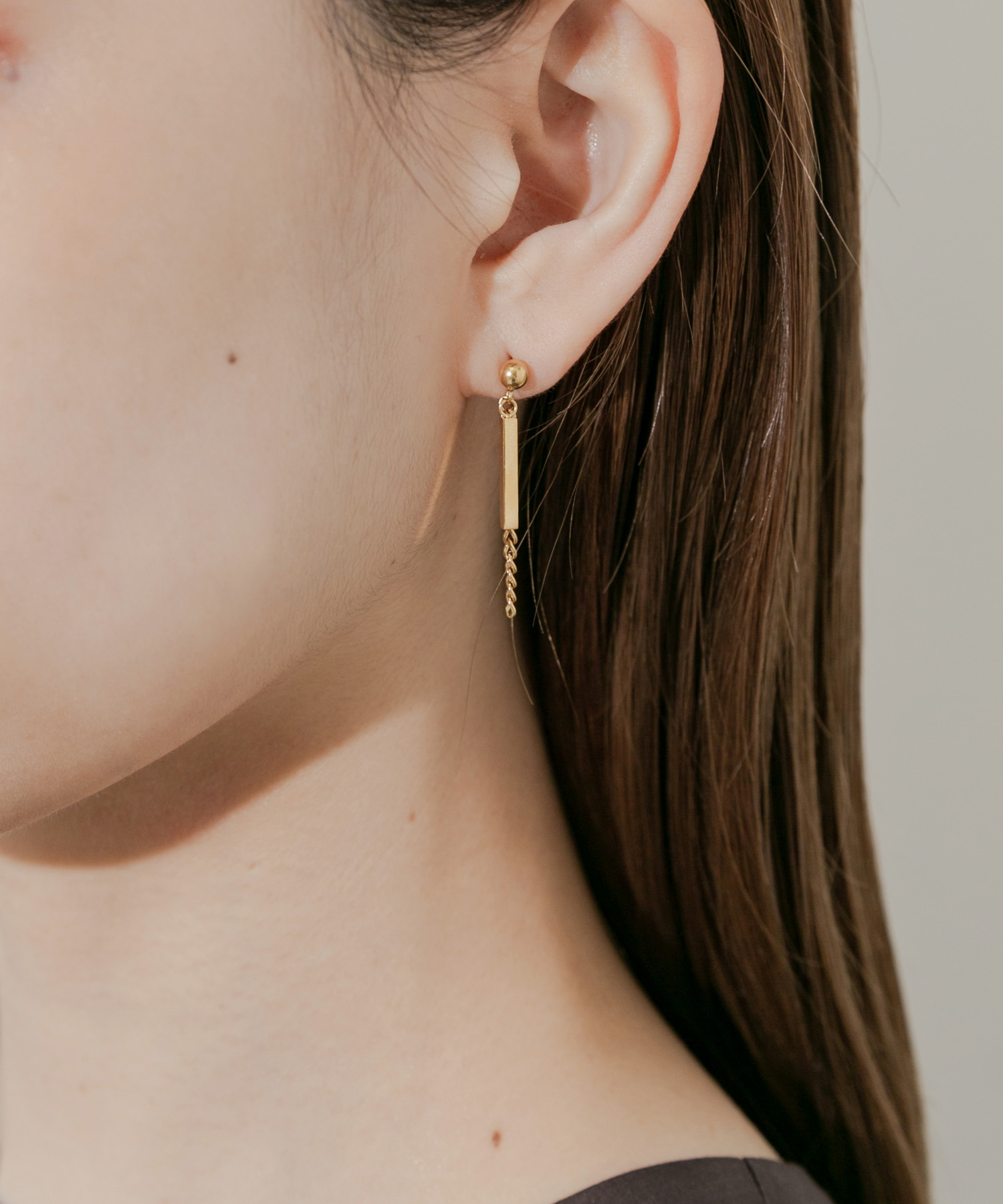 ステンレススクエアバーピアス GLD -