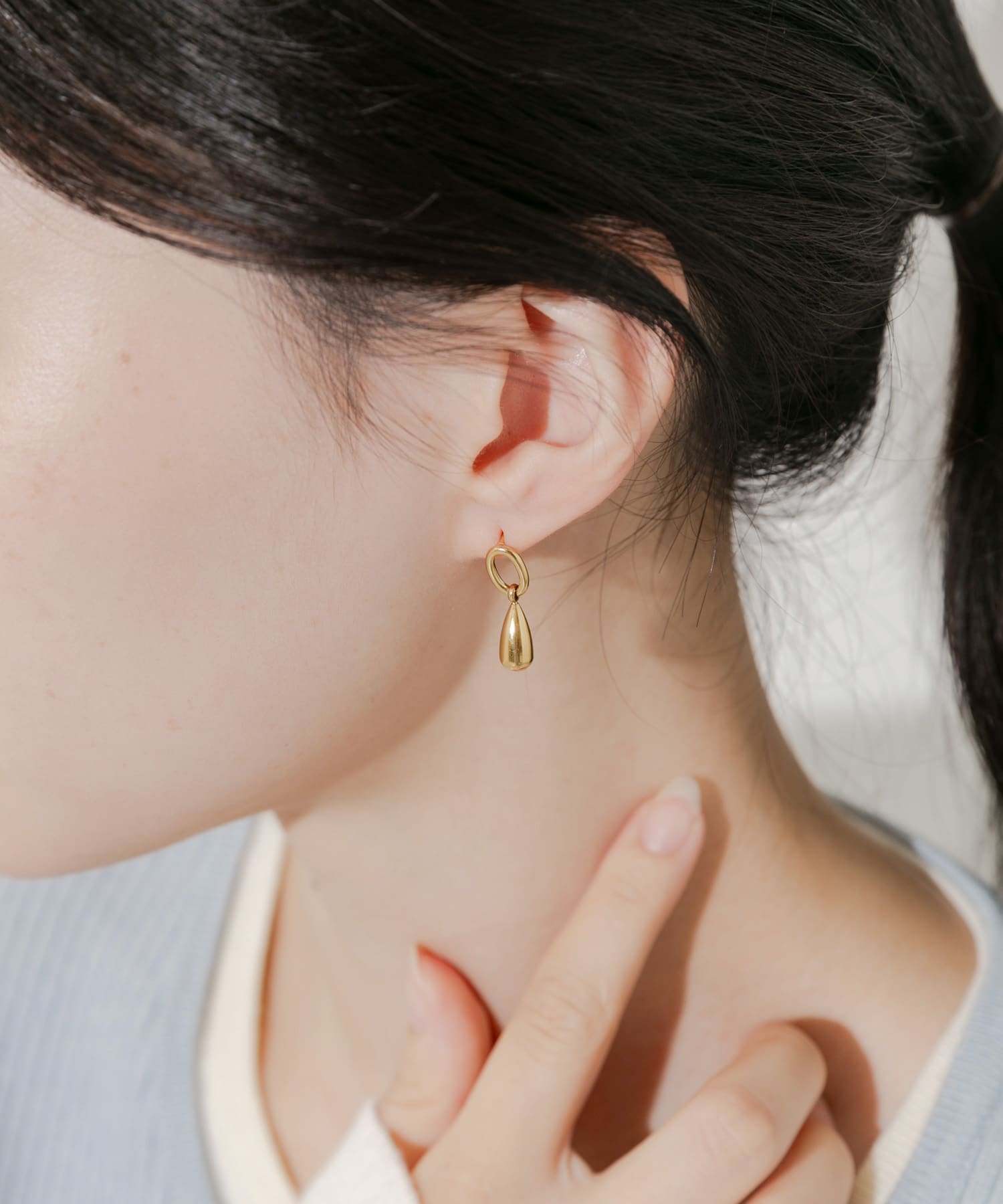 ステンレスドロップメタルピアス