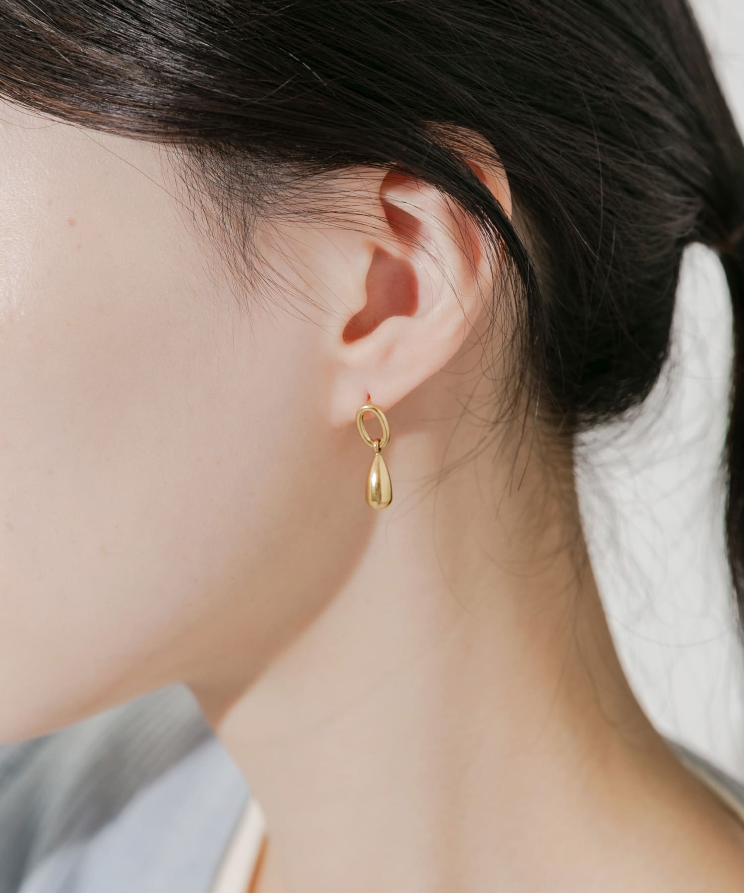 ステンレスドロップメタルピアス GLD -