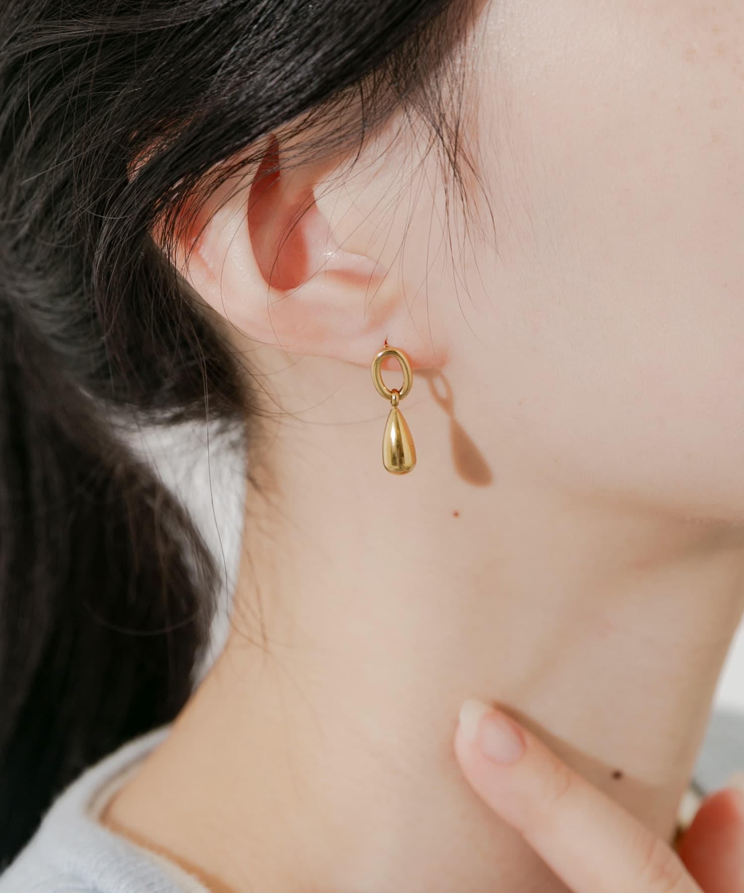 ステンレスドロップメタルピアス GLD -