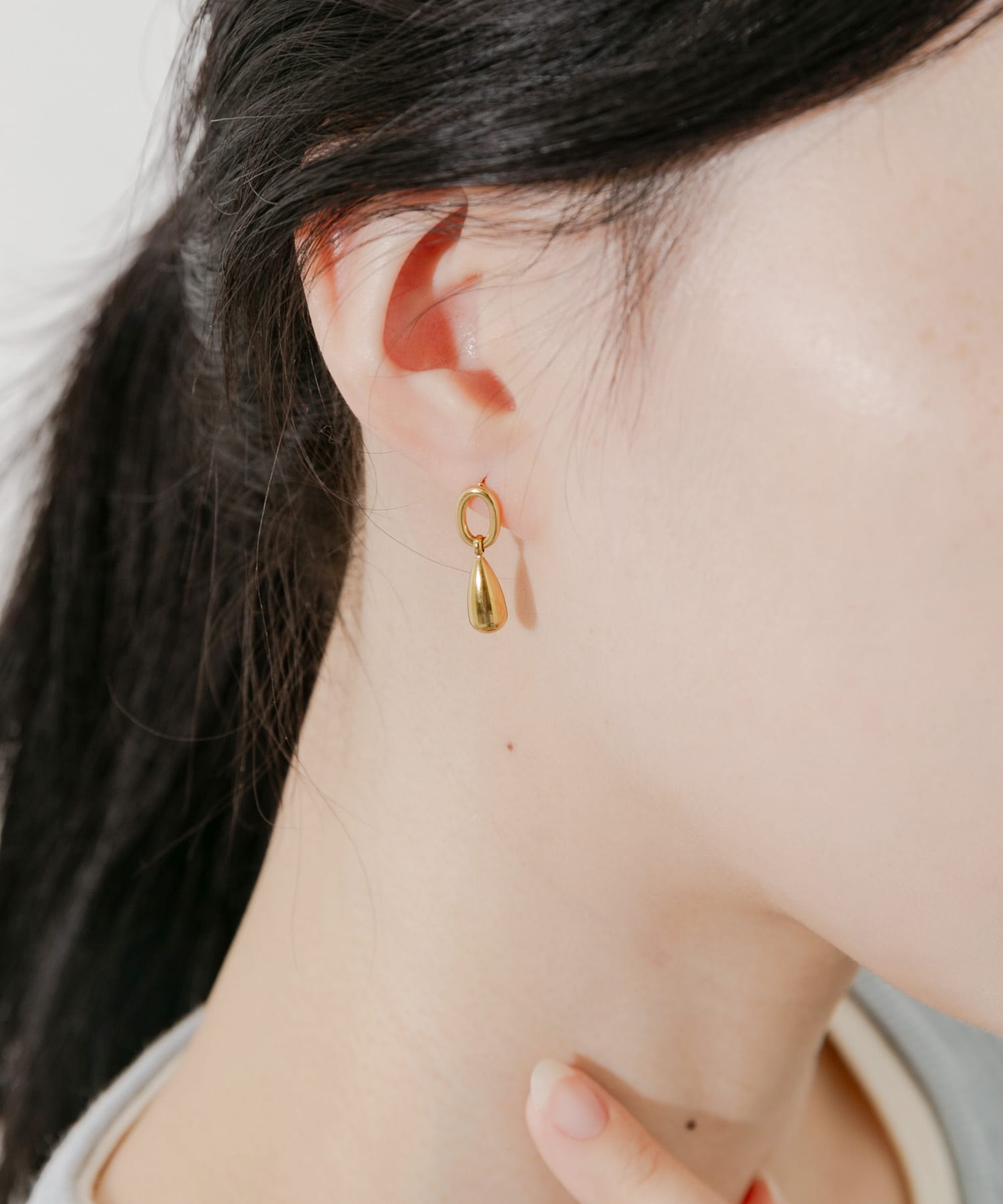 ステンレスドロップメタルピアス GLD -