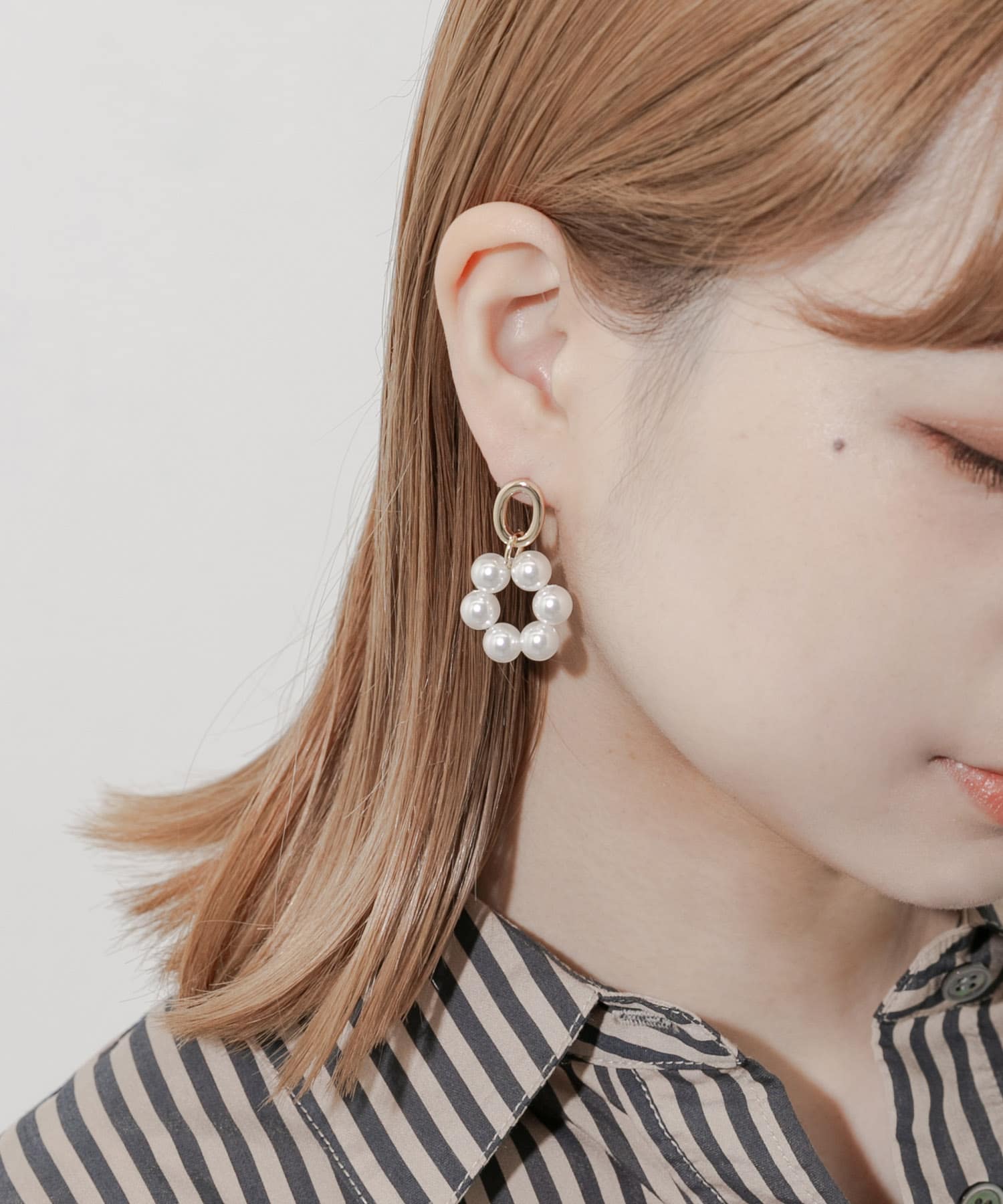 パールサークルピアス WH/GD -