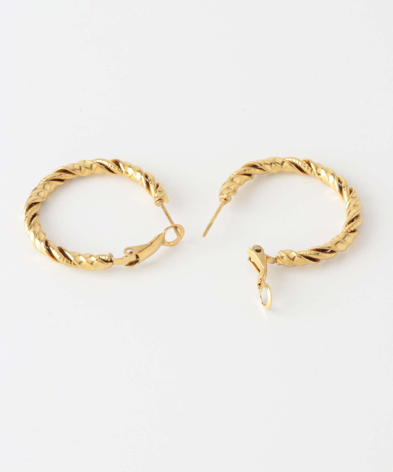 ステンレスダブルツイストフープピアス GLD -