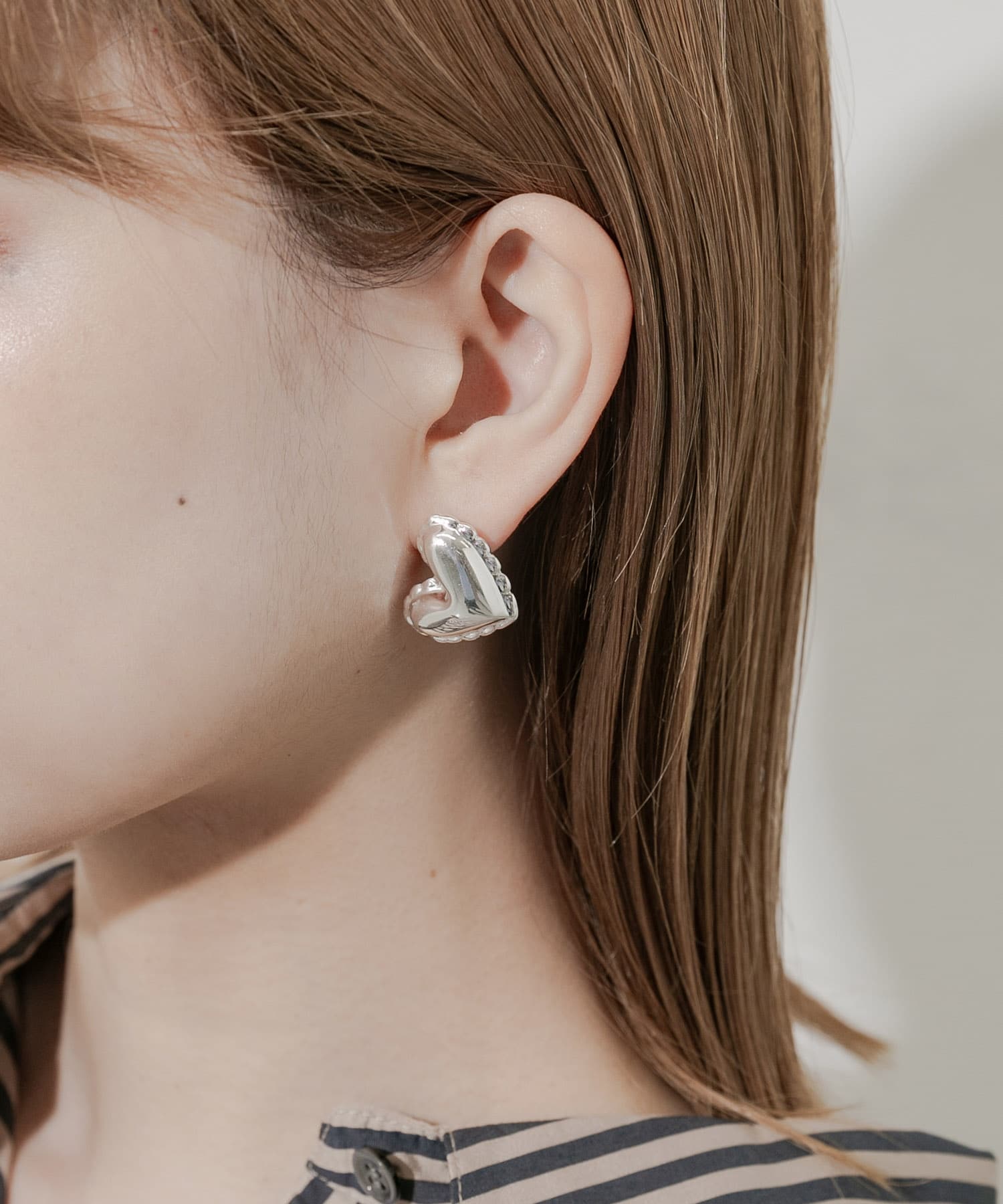 プックリメタルハートピアス SLV -