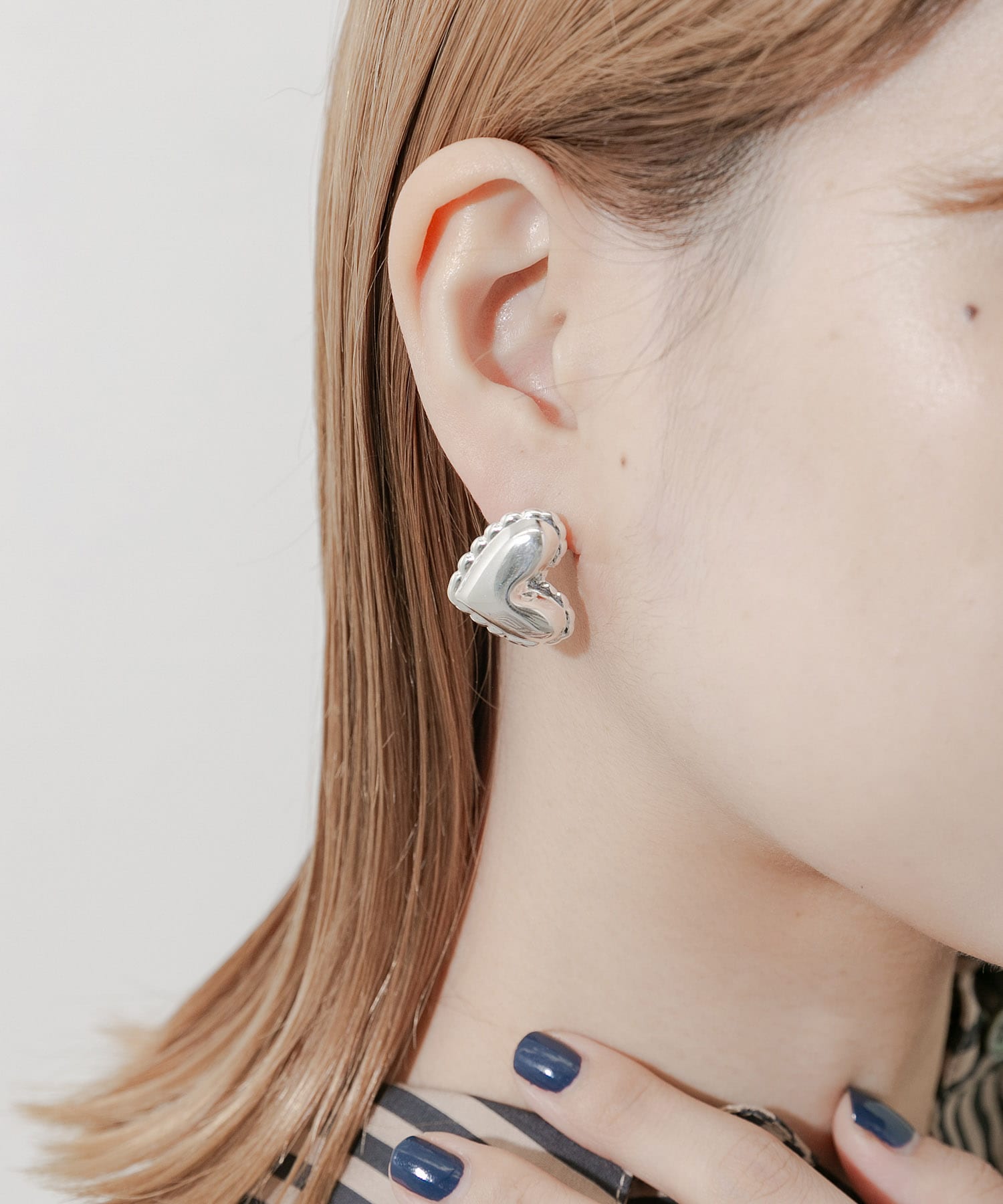 プックリメタルハートピアス SLV -