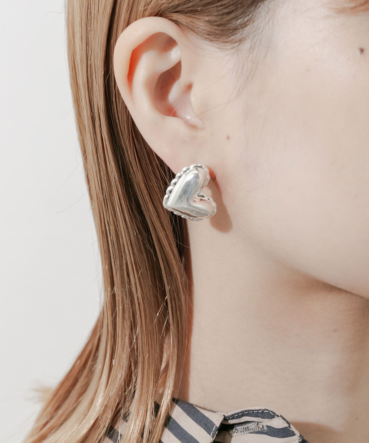 プックリメタルハートピアス SLV -