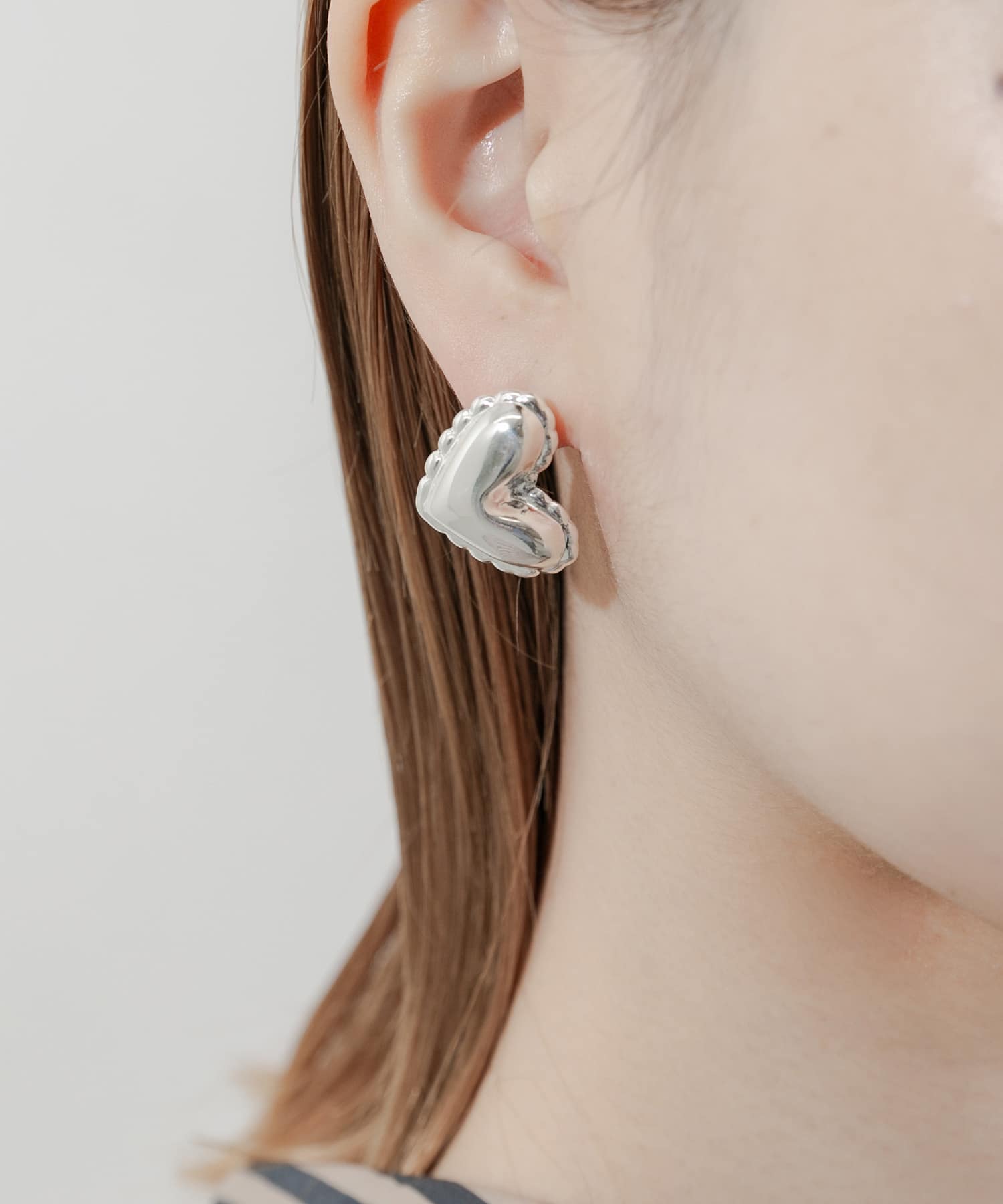 プックリメタルハートピアス SLV -