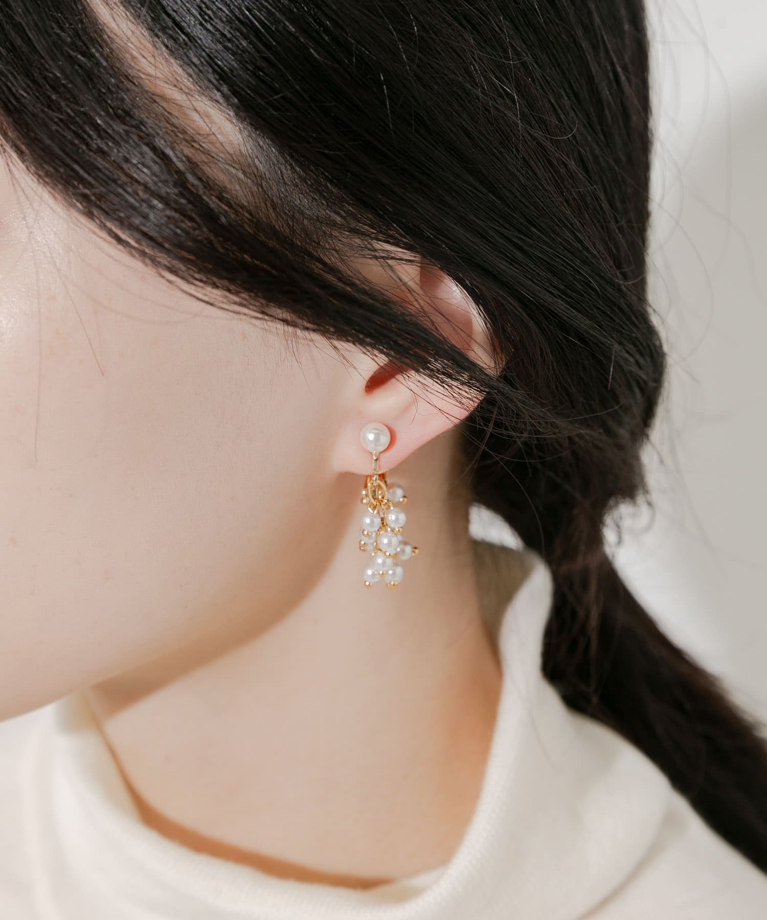 ミニパールボリュームイヤリング