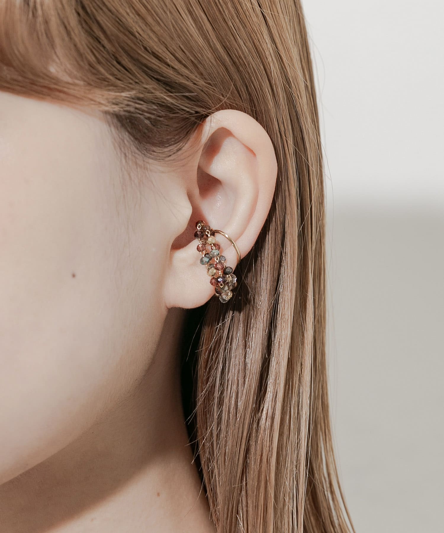 ガラスビーズイヤカフ