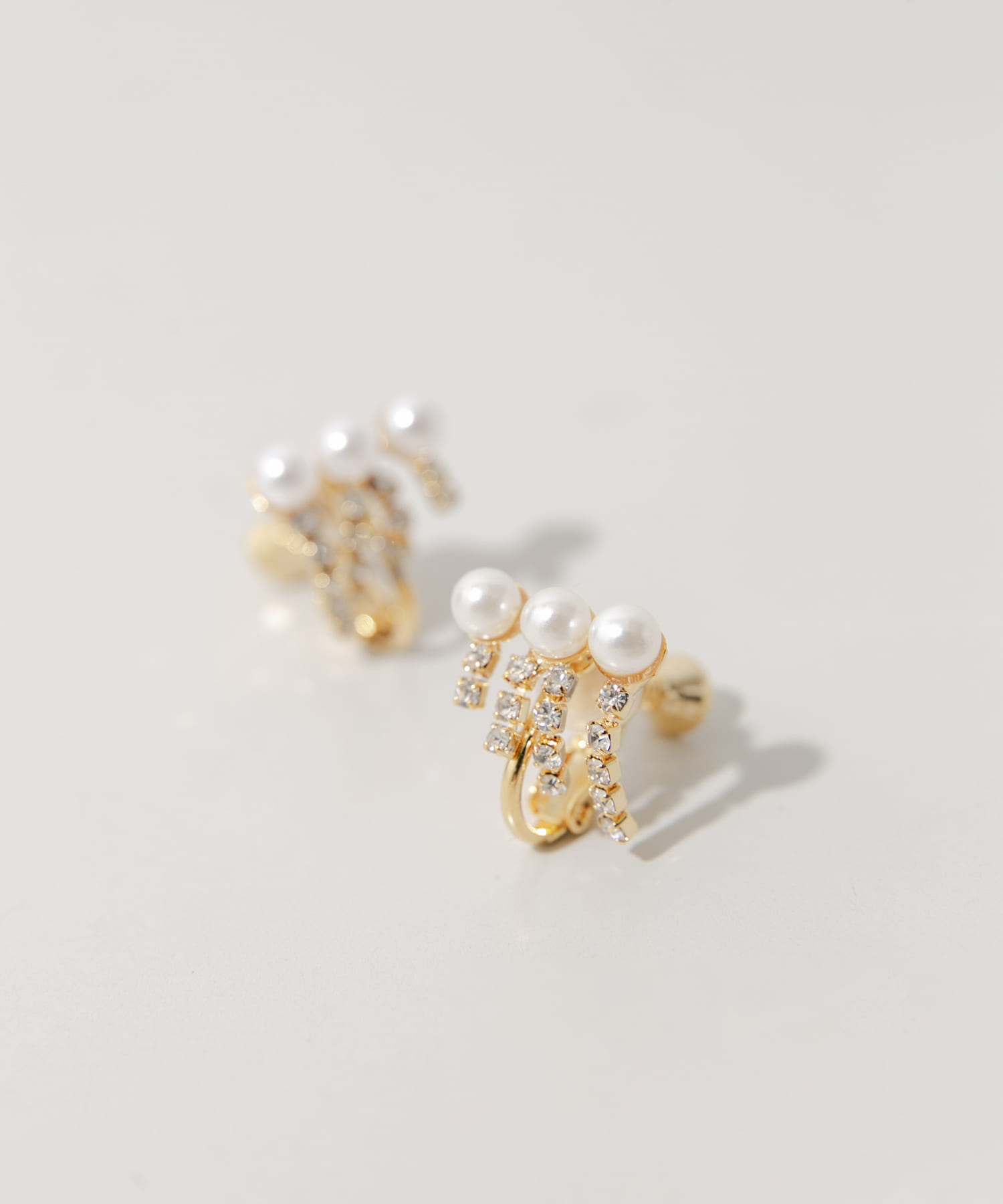 パールビジューフリンジイヤリング