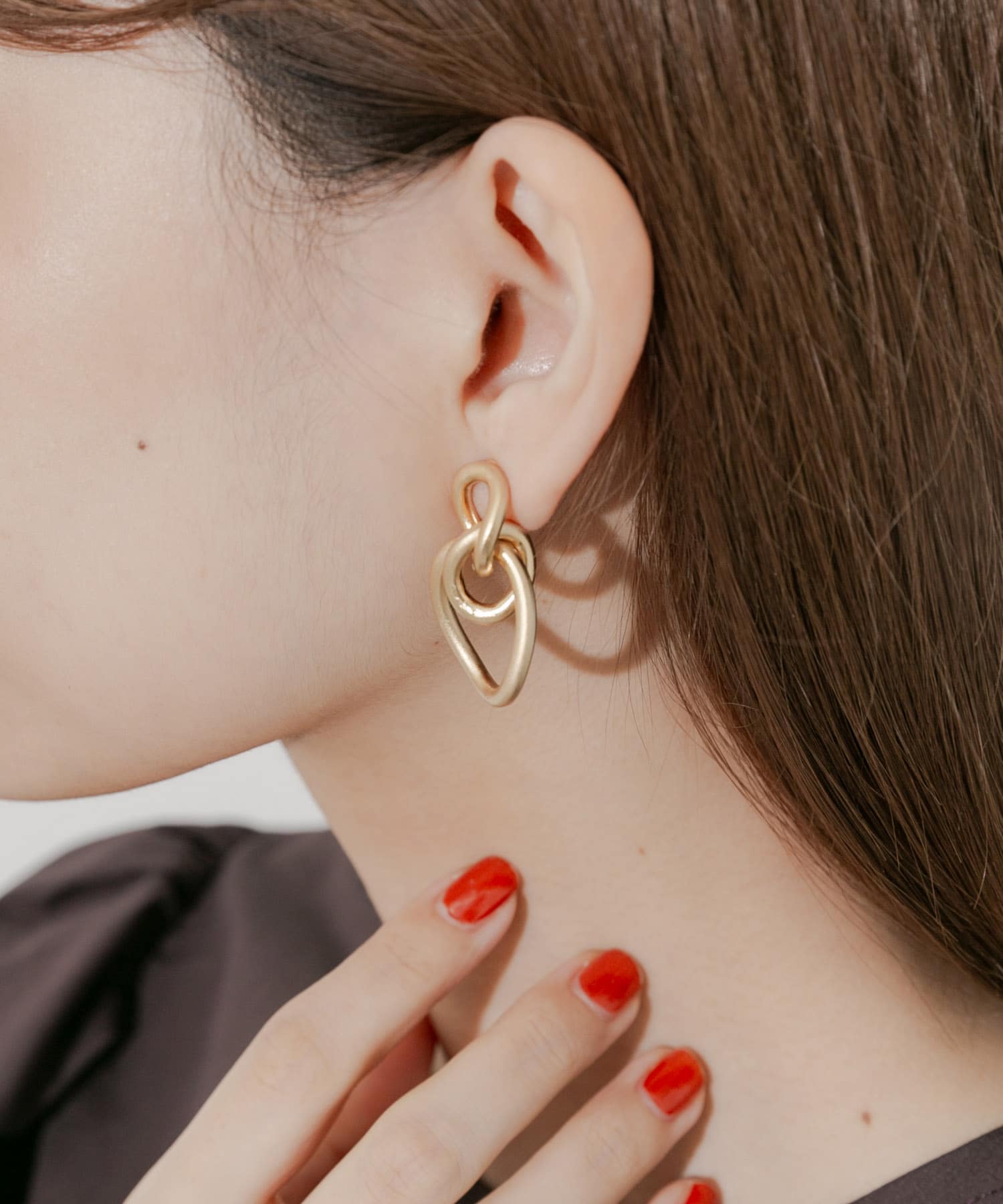 トリプルサークルデザインイヤリング GLD -