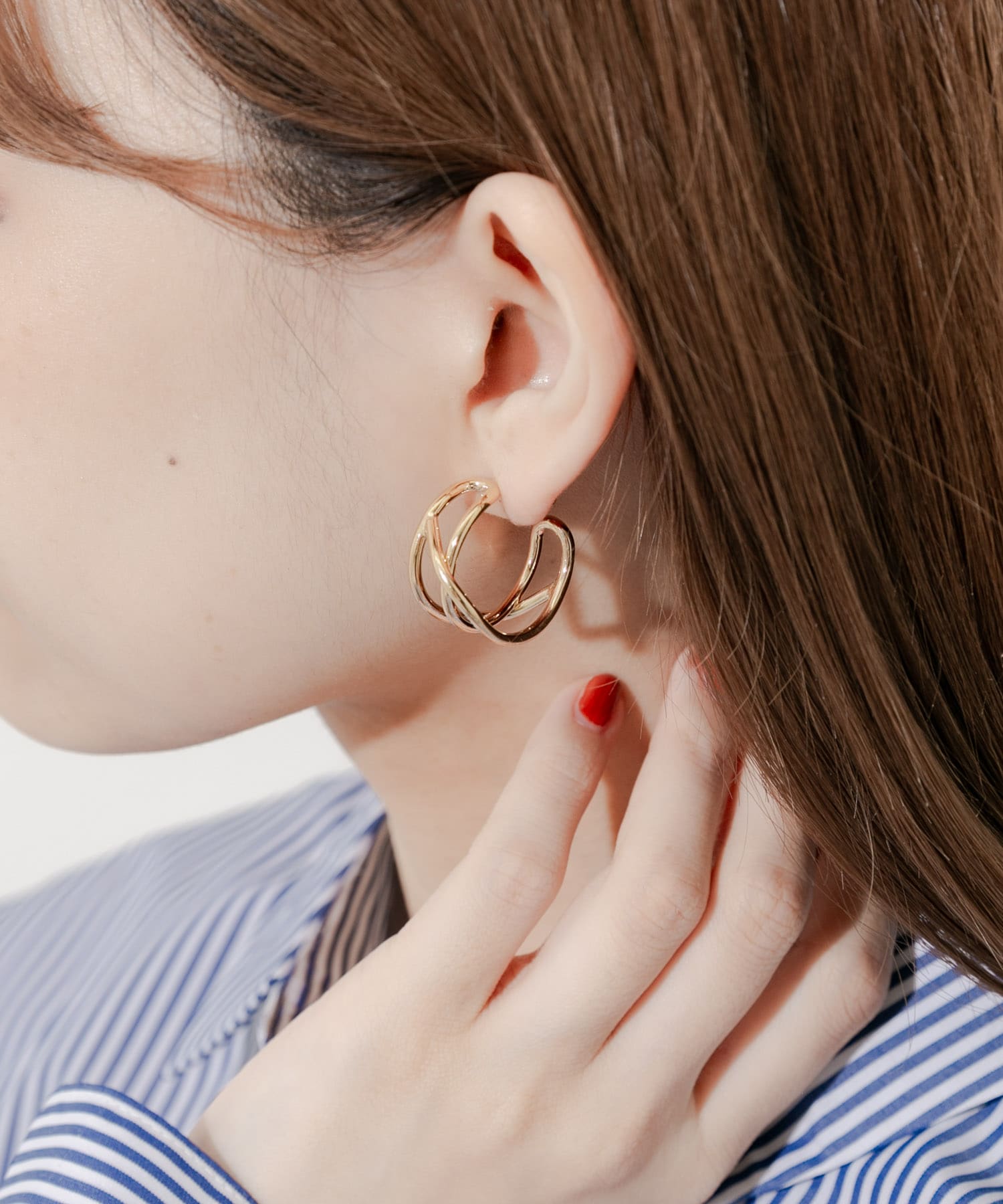 ニュアンスメタルワイドフープイヤリング