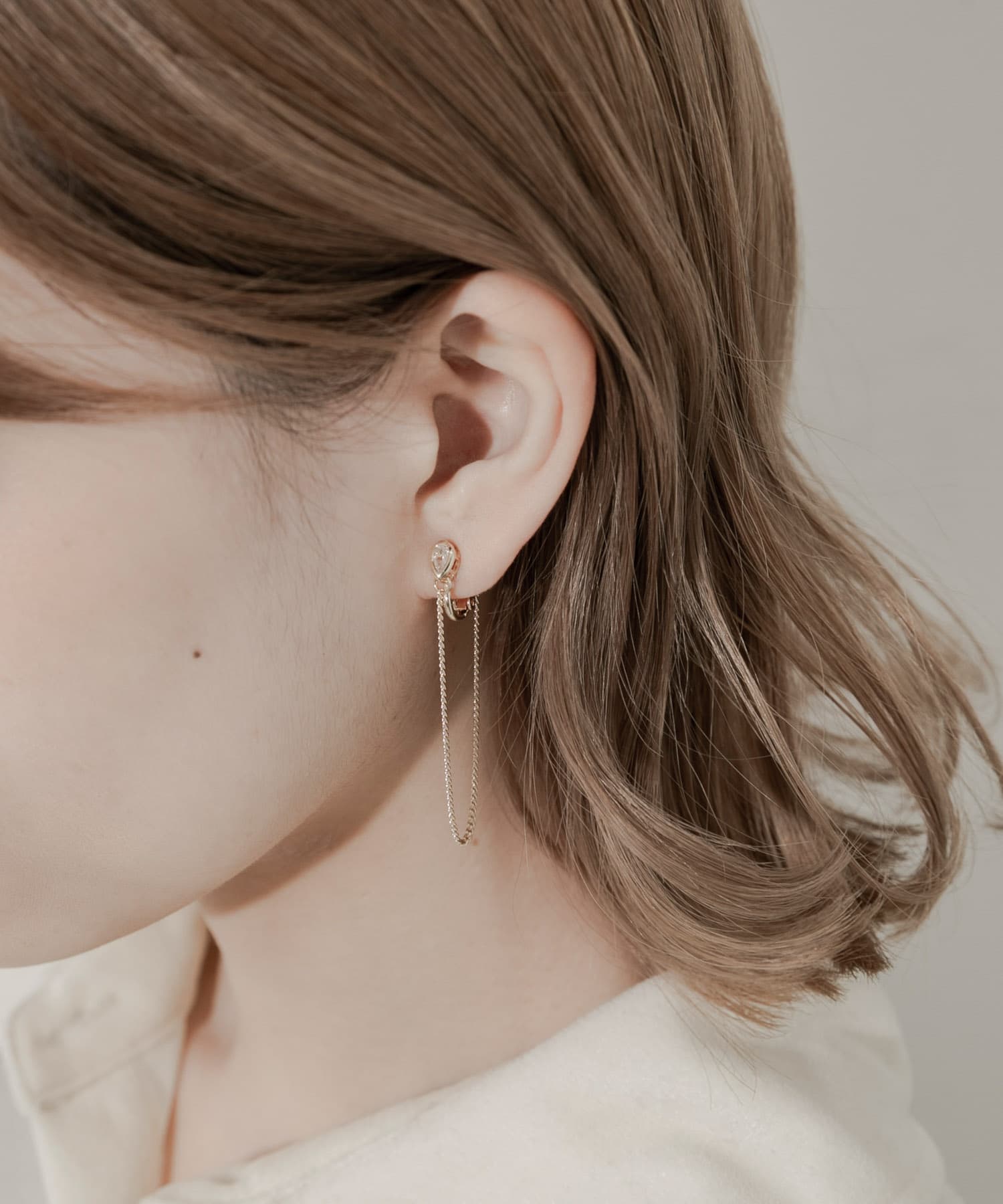 ビジューロングチェーンイヤリング