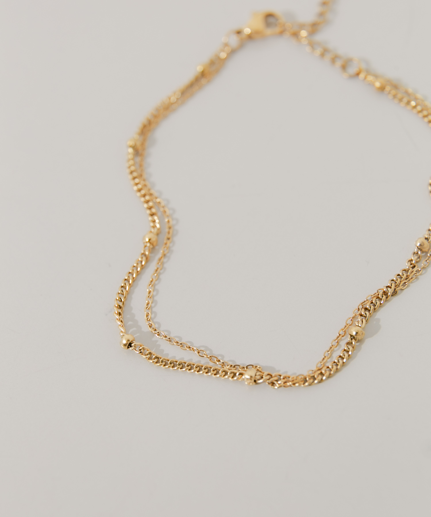 ステンレスダブルチェーンブレスレット GLD -