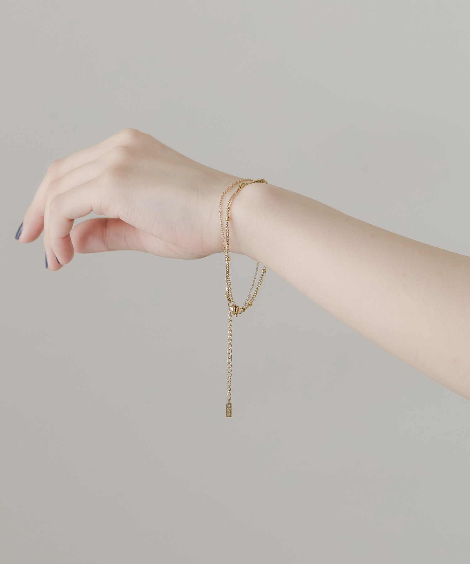 ステンレスダブルチェーンブレスレット GLD -