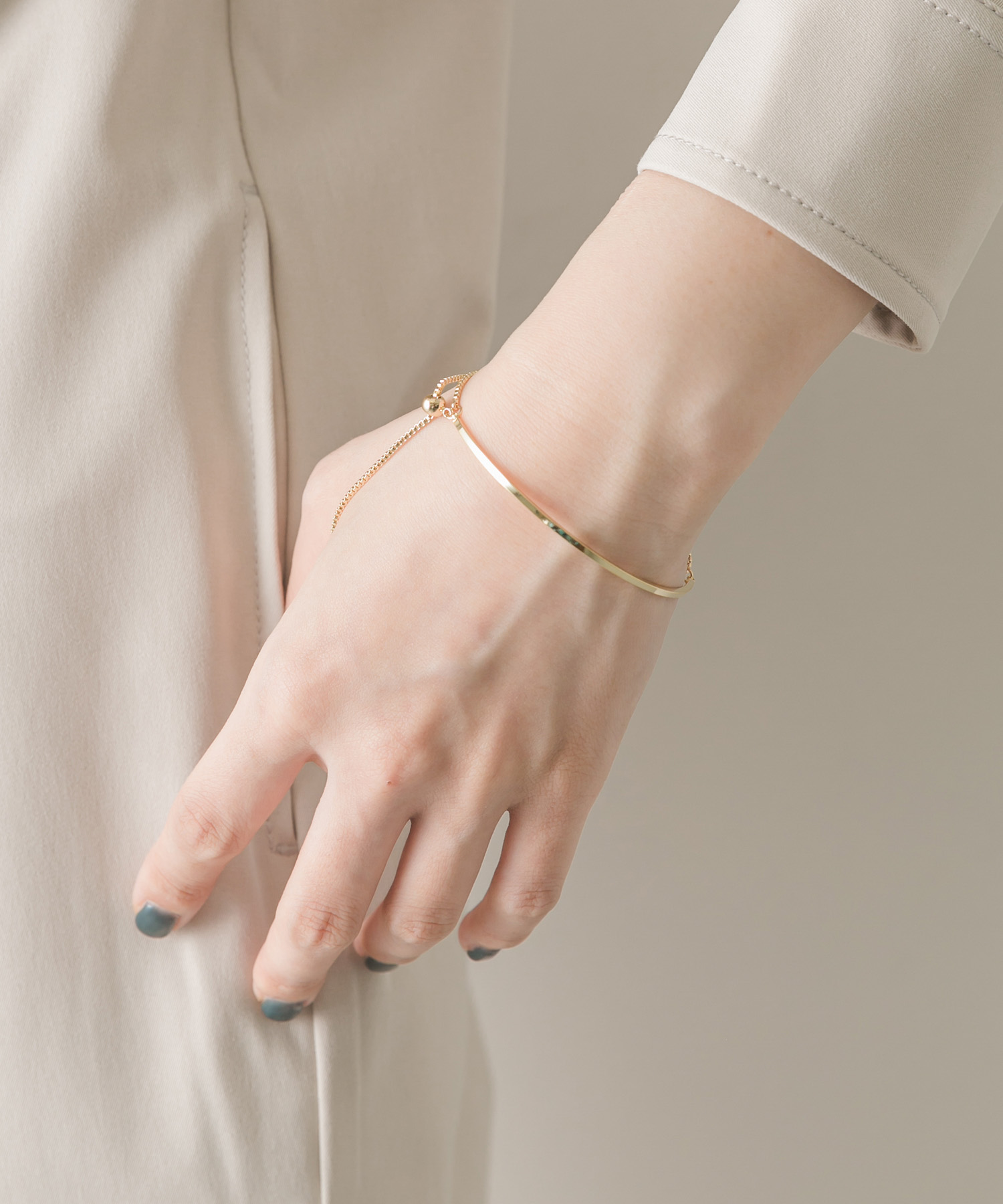 カーブバーチェーンスライドブレスレット GLD -