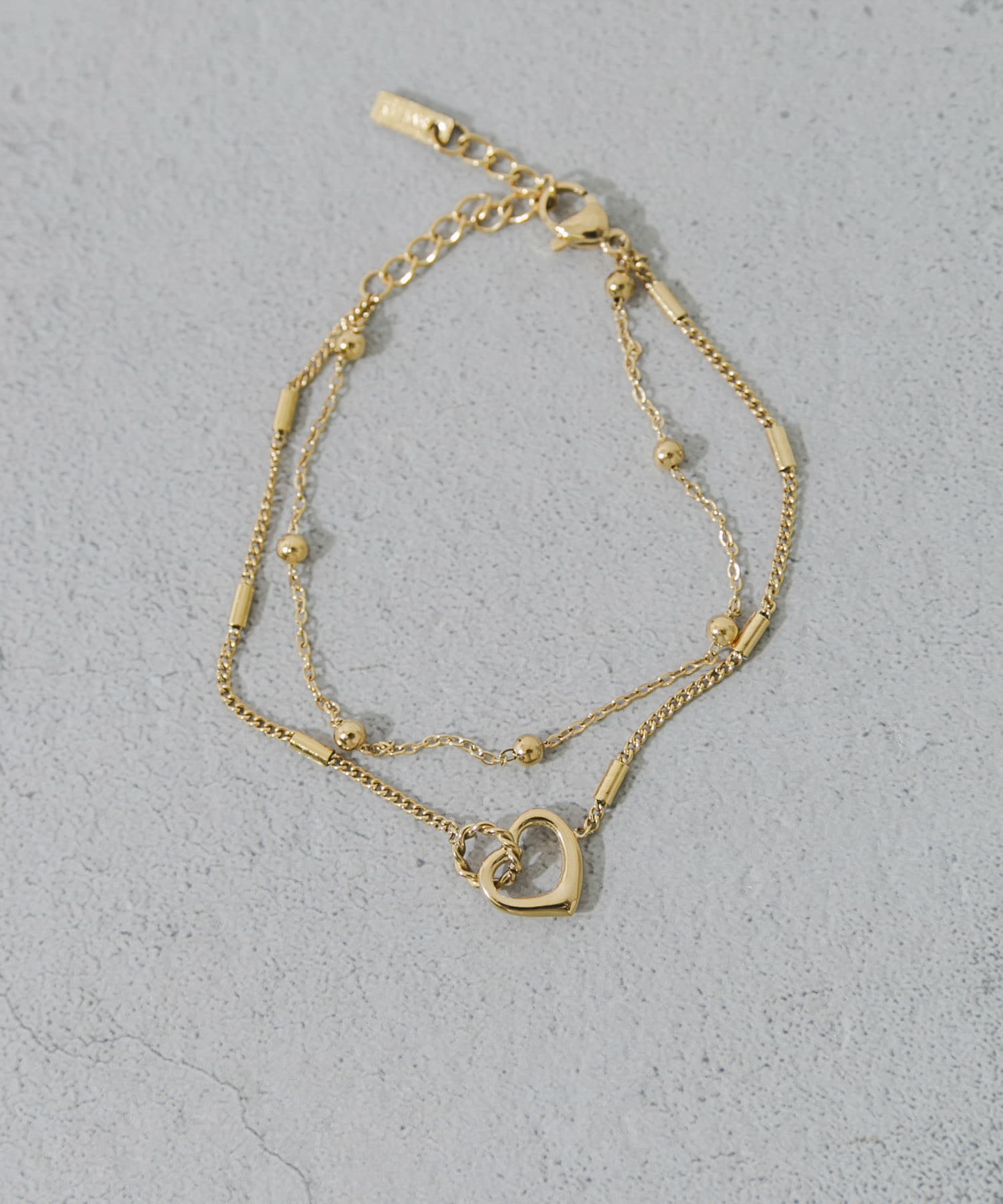 ステンレスハートダブルチェーンブレスレット