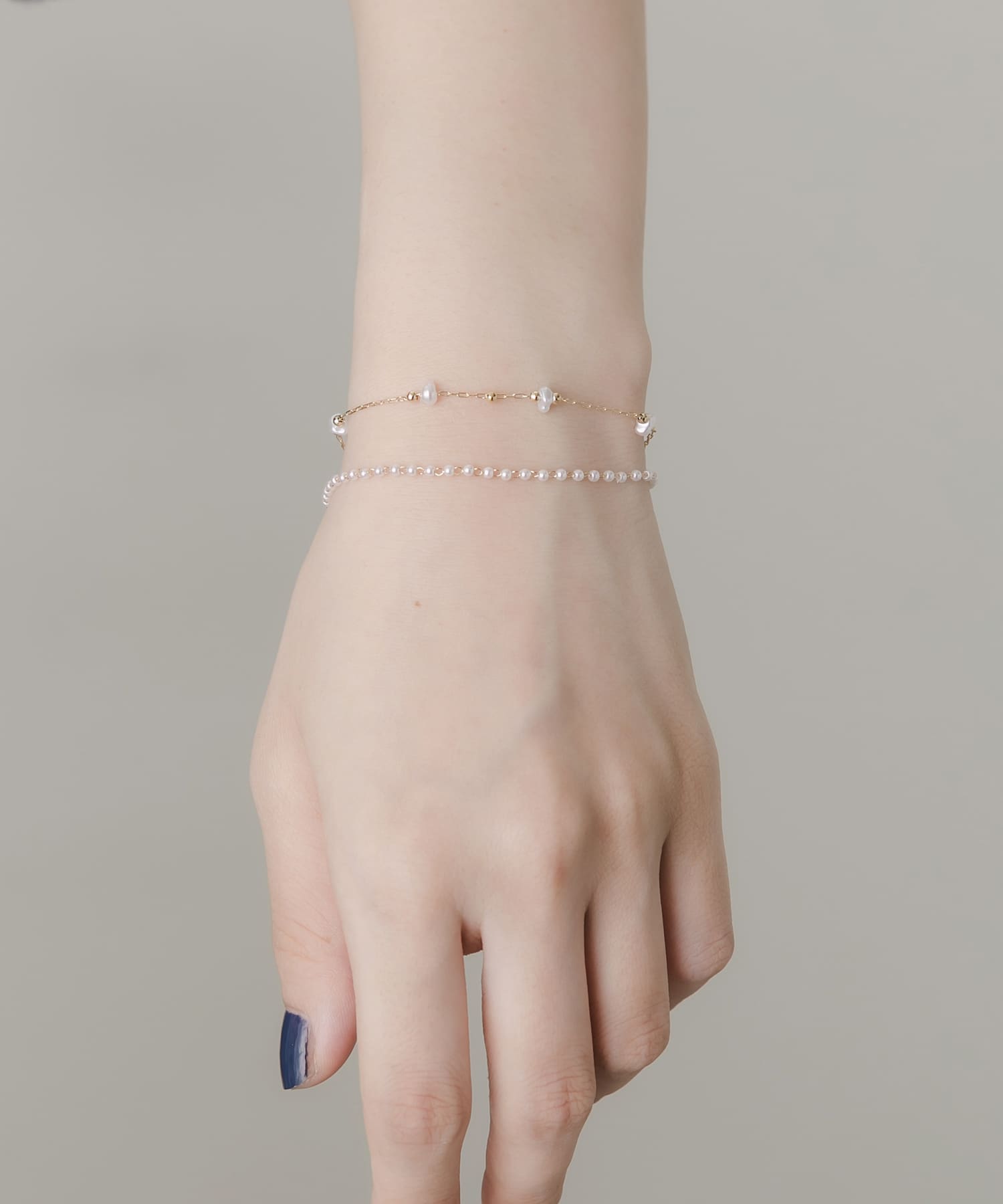 パールストーン2セットブレスレット WH/GD -