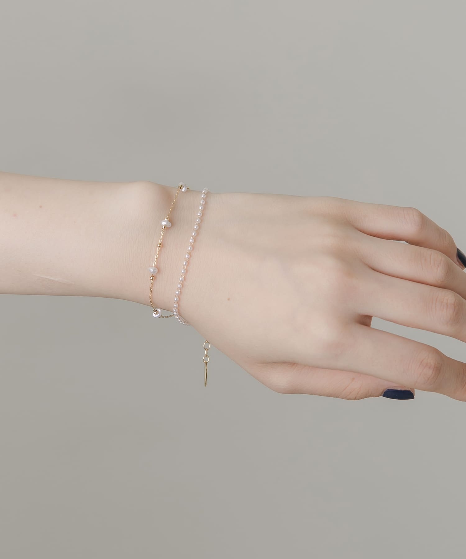 パールストーン2セットブレスレット WH/GD -