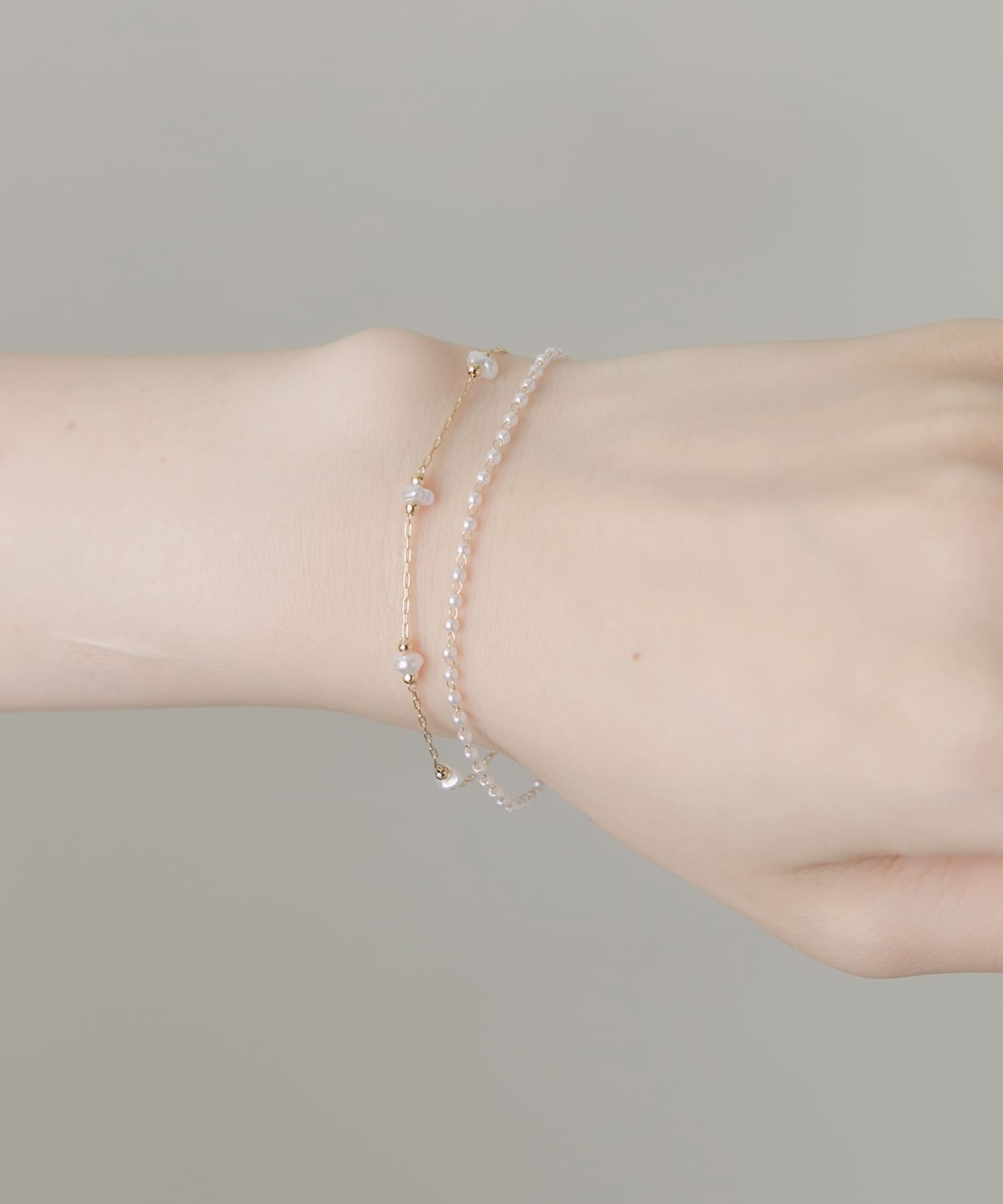 パールストーン2セットブレスレット WH/GD -