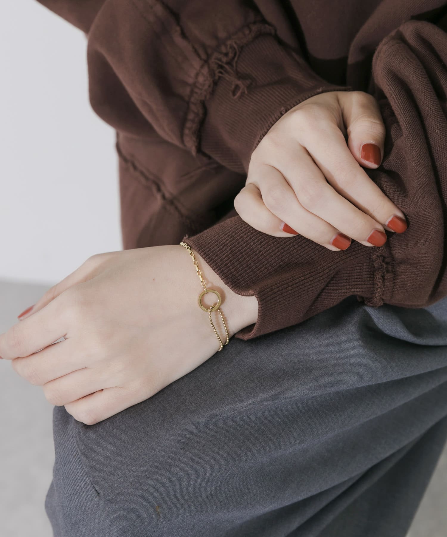 ステンレスサークルコンビチェーンブレスレット GLD -